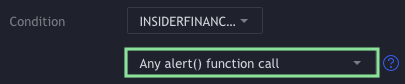 Alert condition on TradingView showing how to create an alert for InsiderFinance Algo