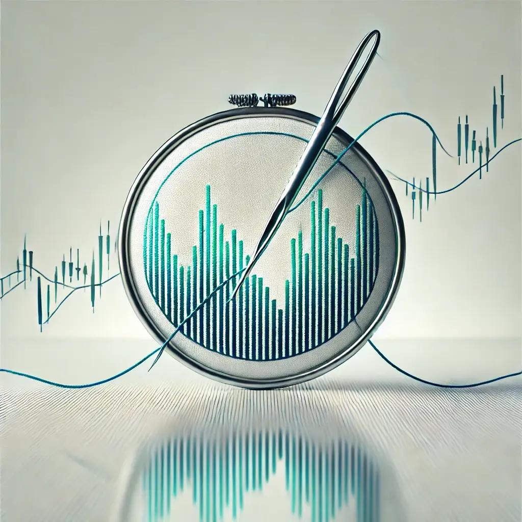 Needle with thread representing the importance of tailoring risk management in options trading