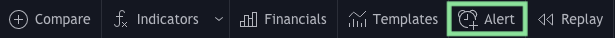 Create alert button on TradingView showing how to create an alert for InsiderFinance Algo