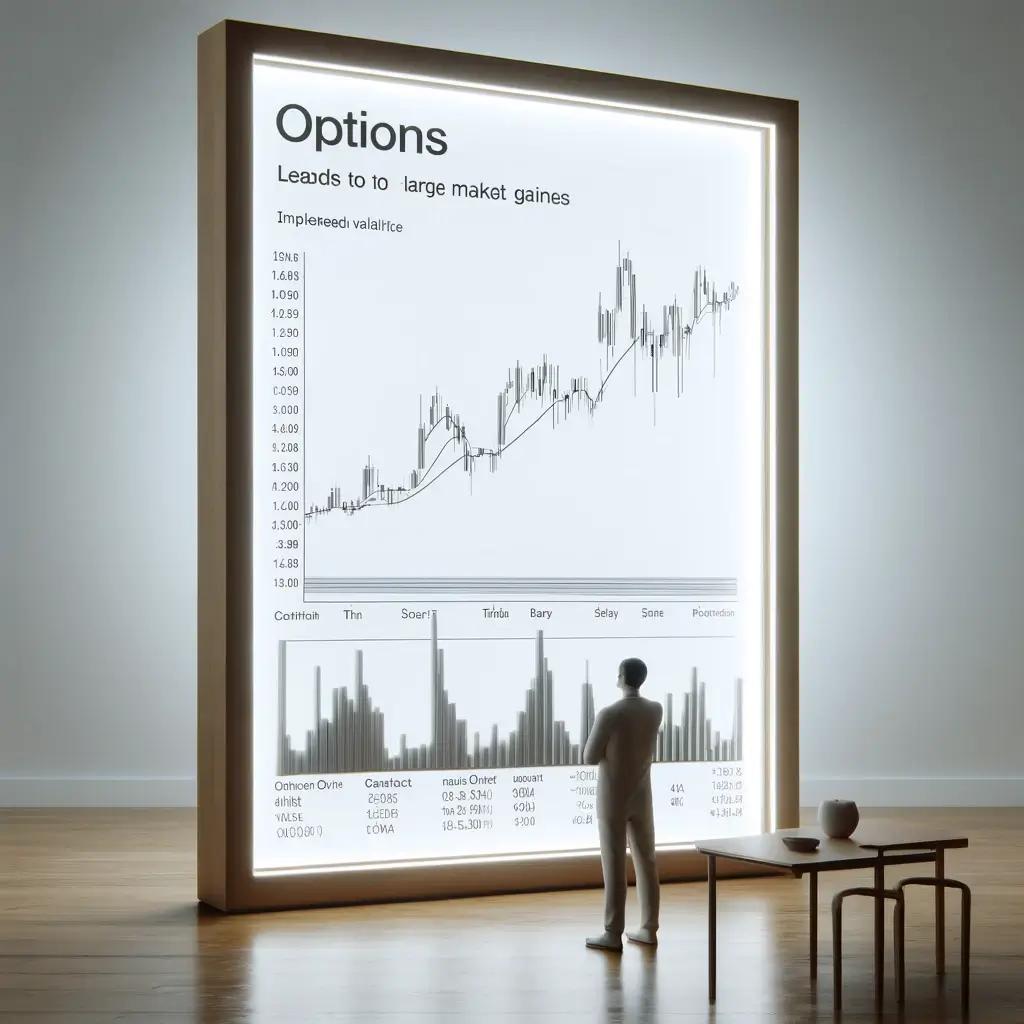 Trader examines screen with options flow data showing small options trades with significant market opportunities