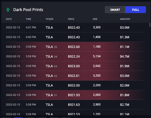 InsiderFinance dark pool prints full feed for unfiltered trade population