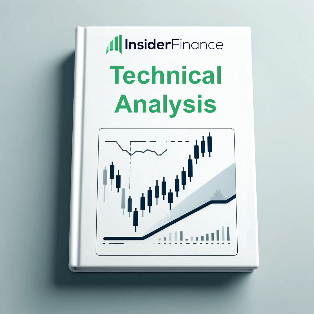 Book cover for InsiderFinance's free masterclass "Technical Analysis" with abstract financial market designs.