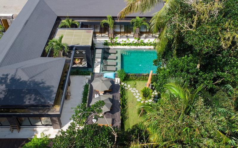 Obsidian Hideaway Villa in Ubud - modern luxury architecture surrounded by tropical jungle