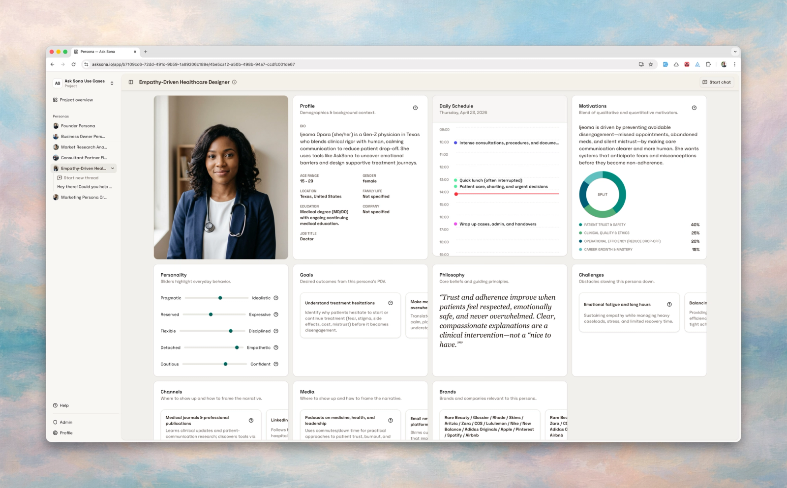 Screenshot of Persona Profile