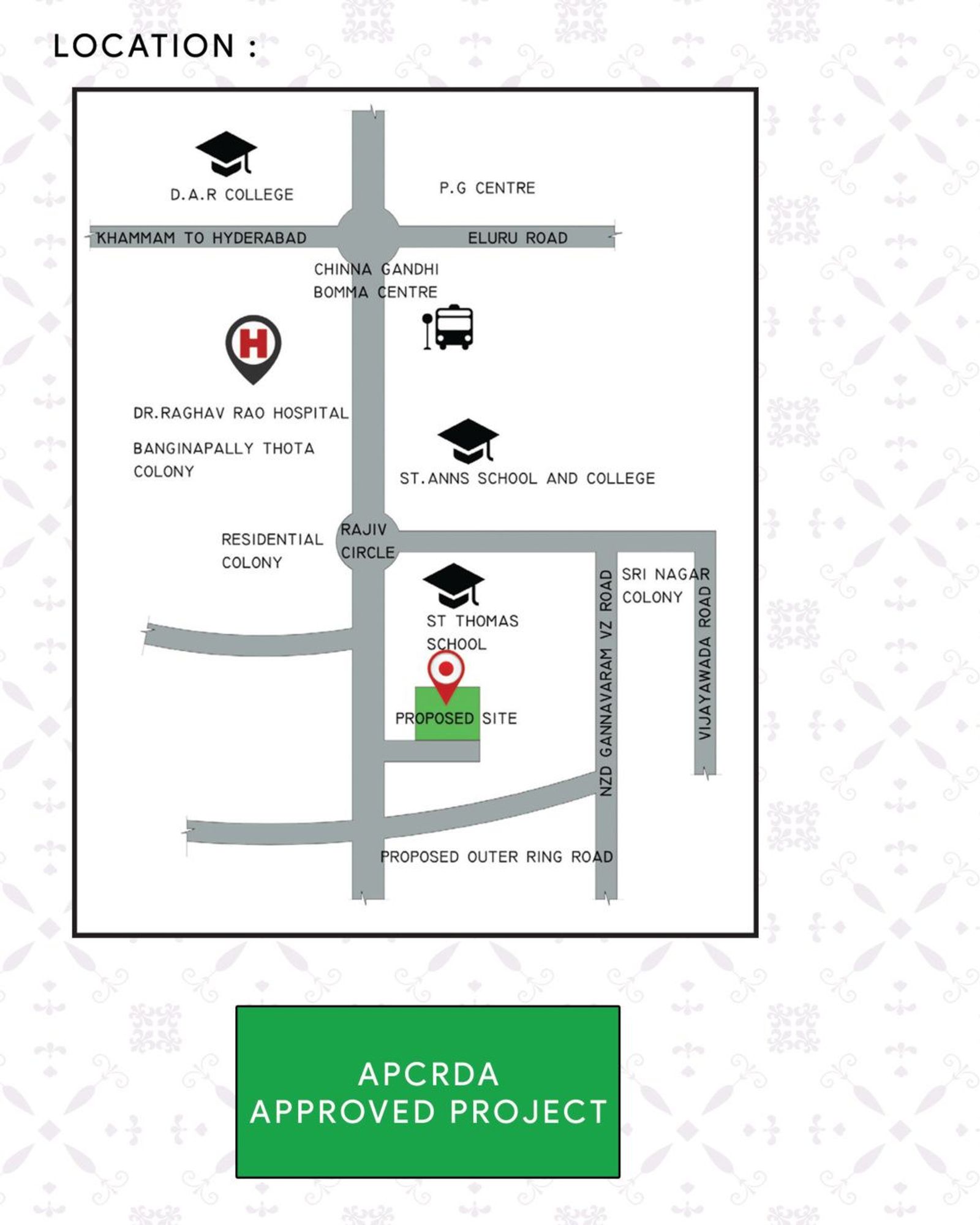 Location map for Sarayu Elite, Nuzvid