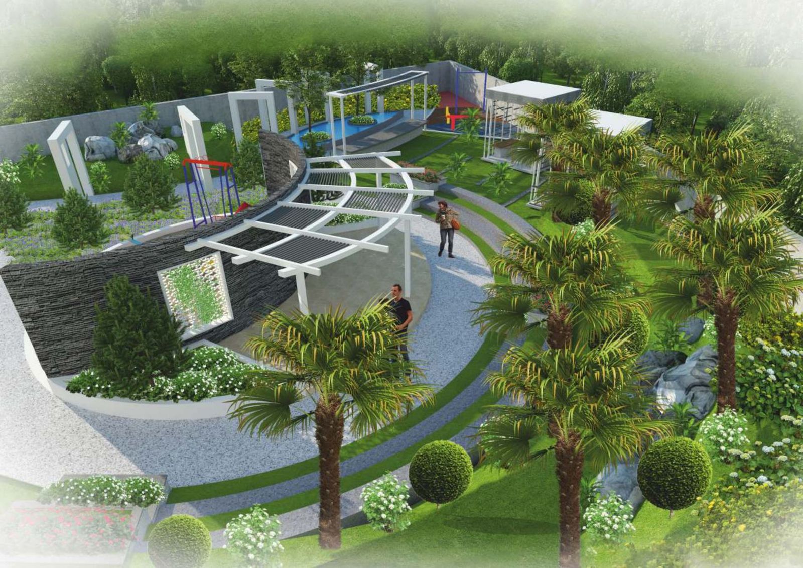 Landscaped central park and play area