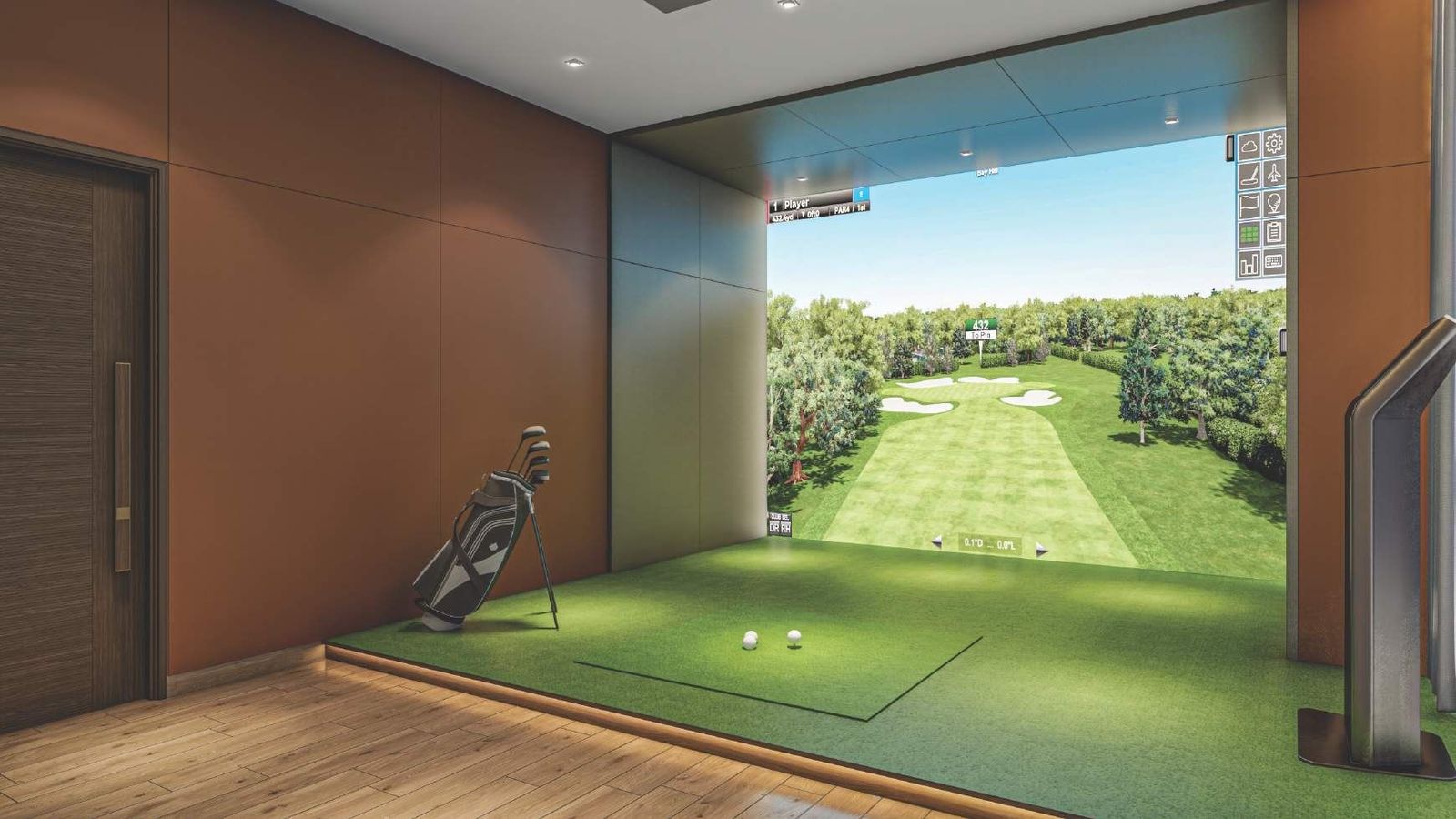 Virtual golf simulator lounge