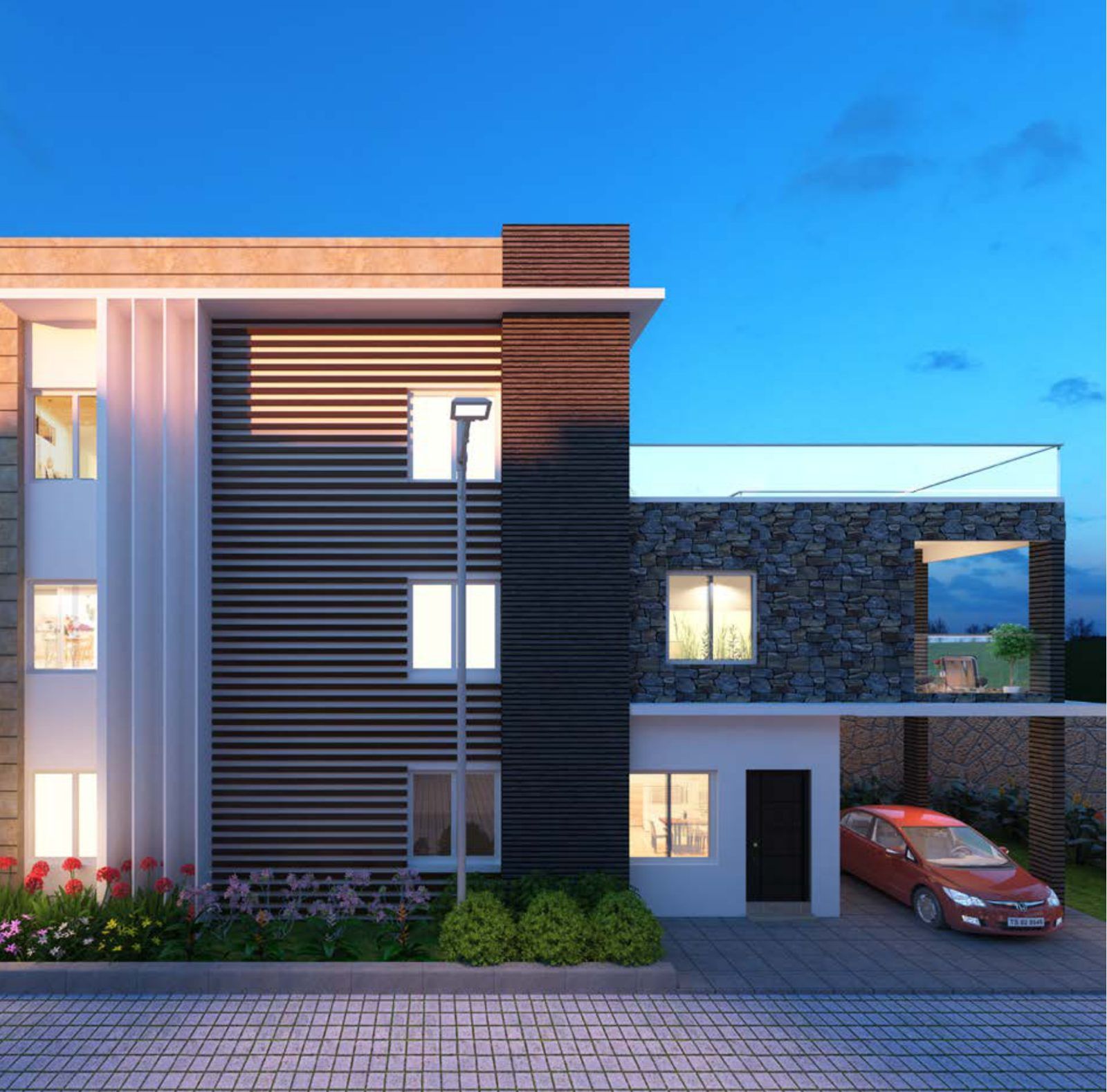 249 sq.yds east facing villa elevation