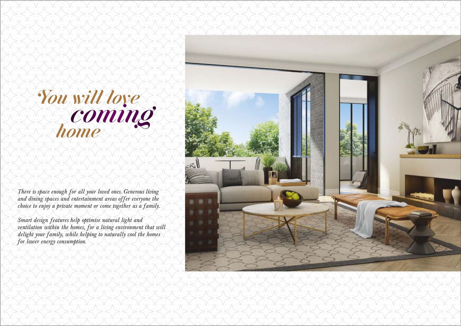 Living and dining space inside a villa