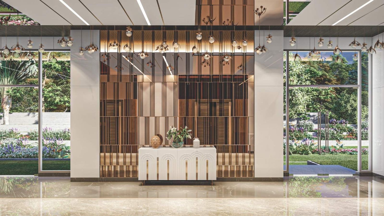 Reception lounge with landscaped views