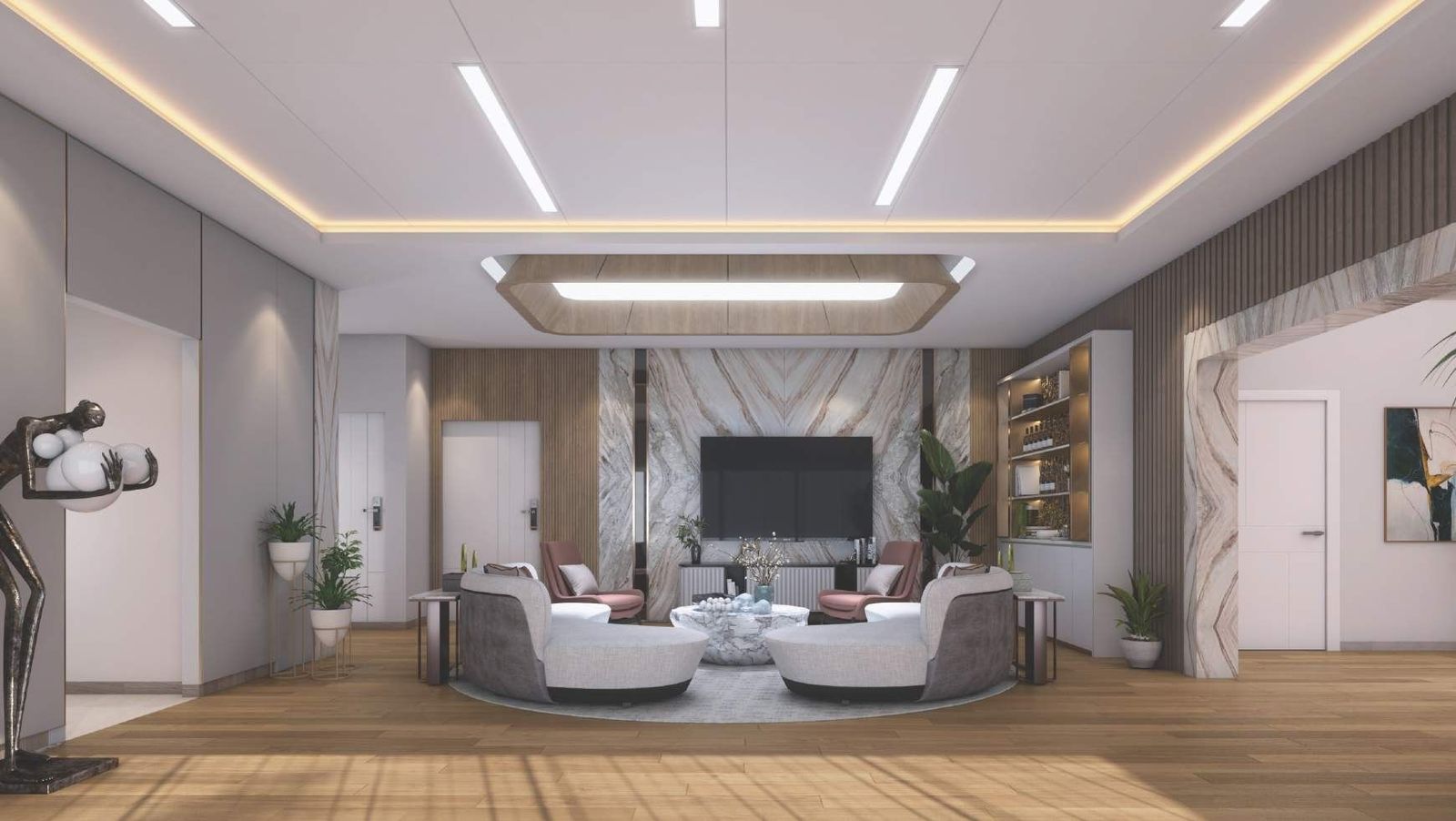 Family living area with designer finishes