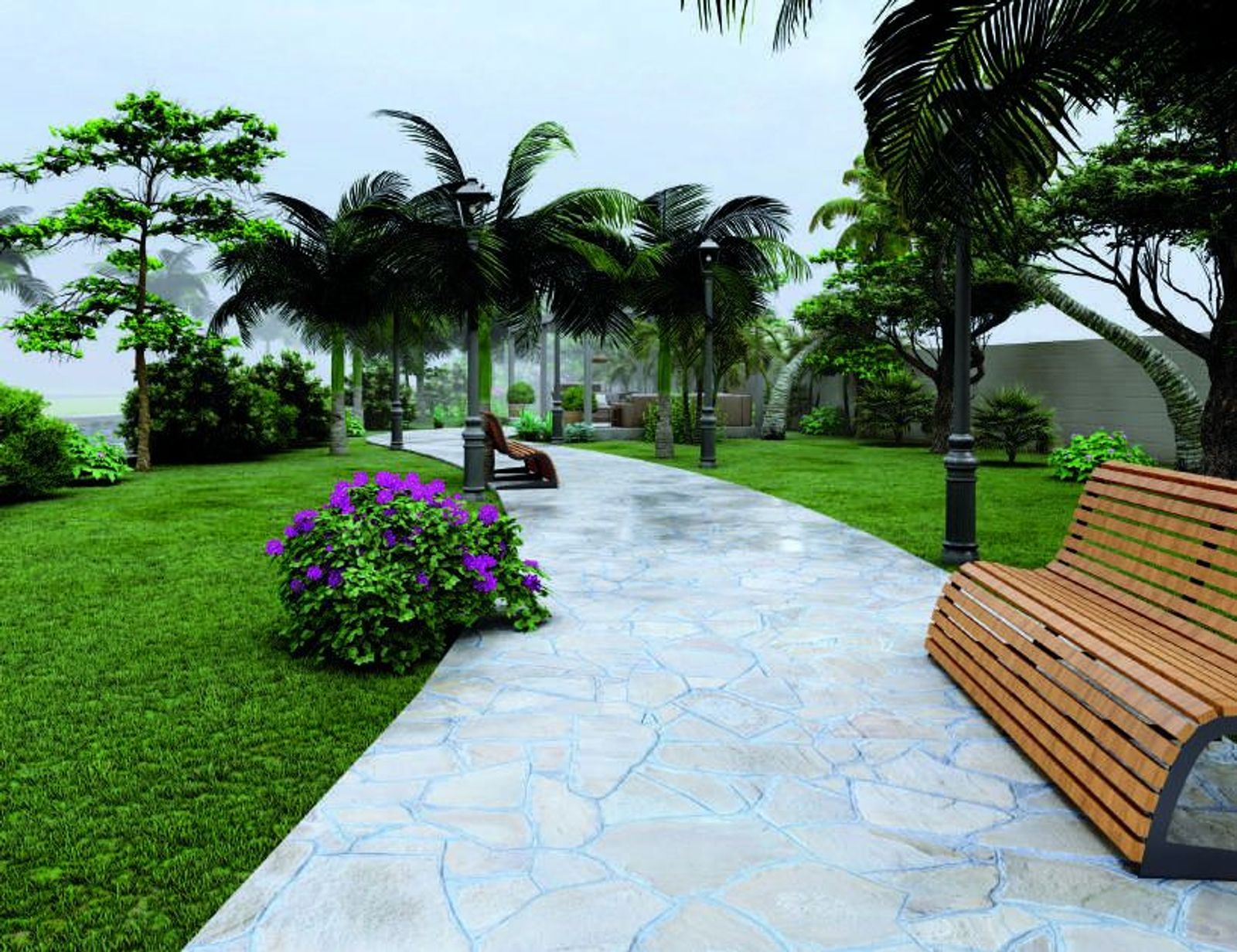 Rock garden and landscaped park