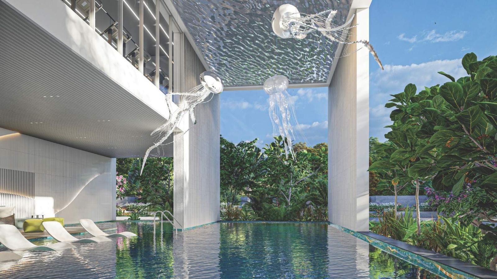 Indoor infinity-edge pool at the crown