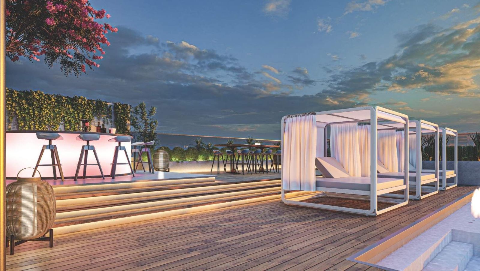 Sun and swim terrace cabanas