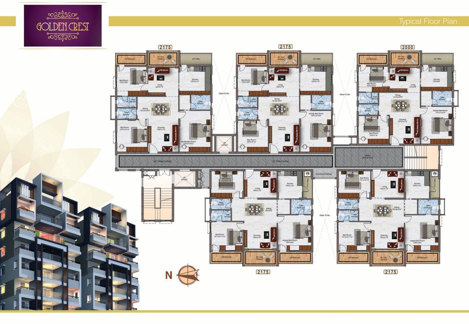 Typical floor plan of the tower