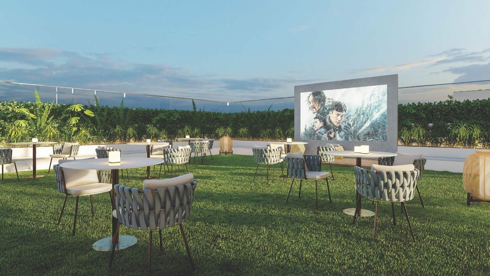 Open-air screening lawn
