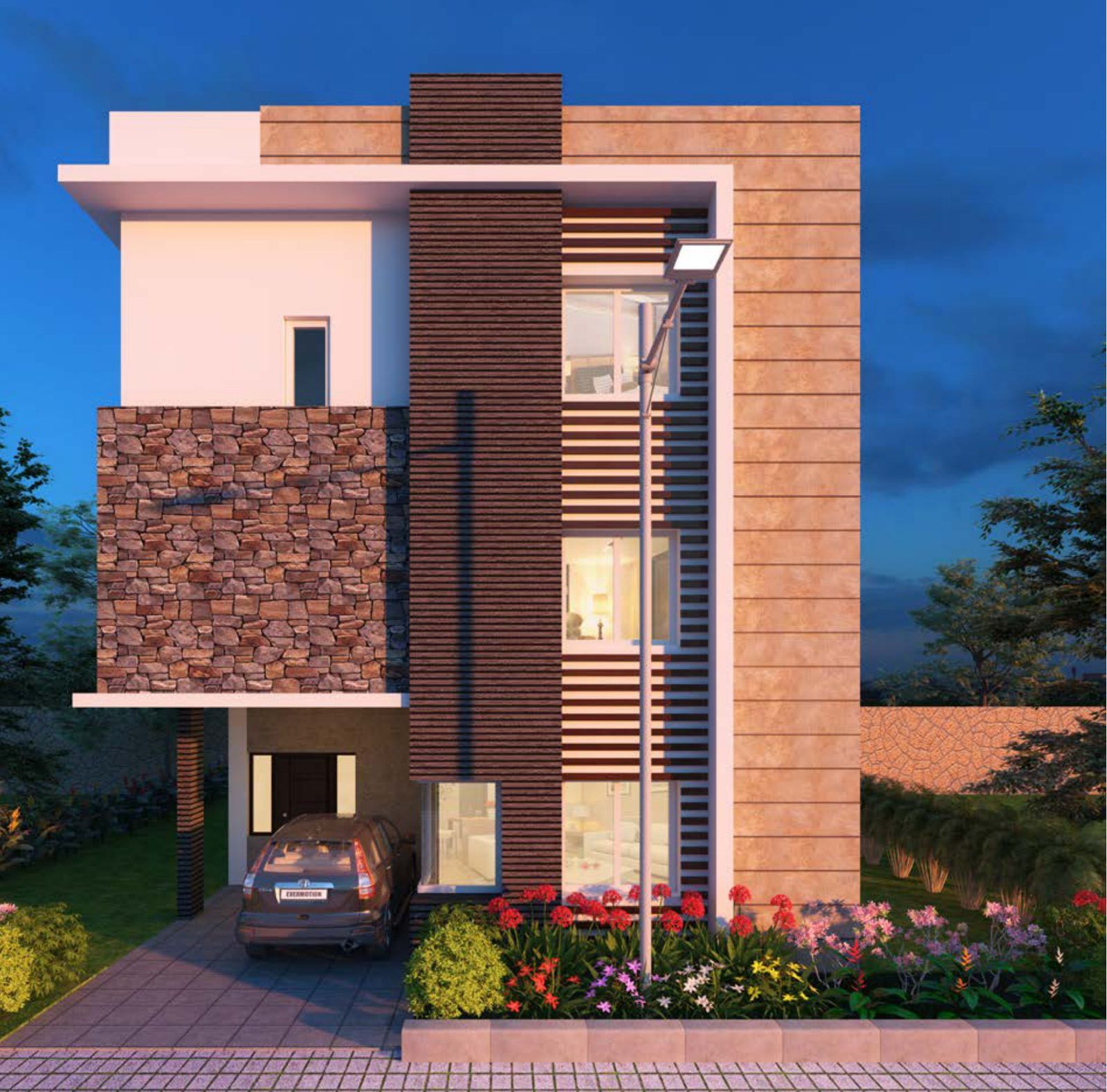 200 sq.yds west facing villa elevation