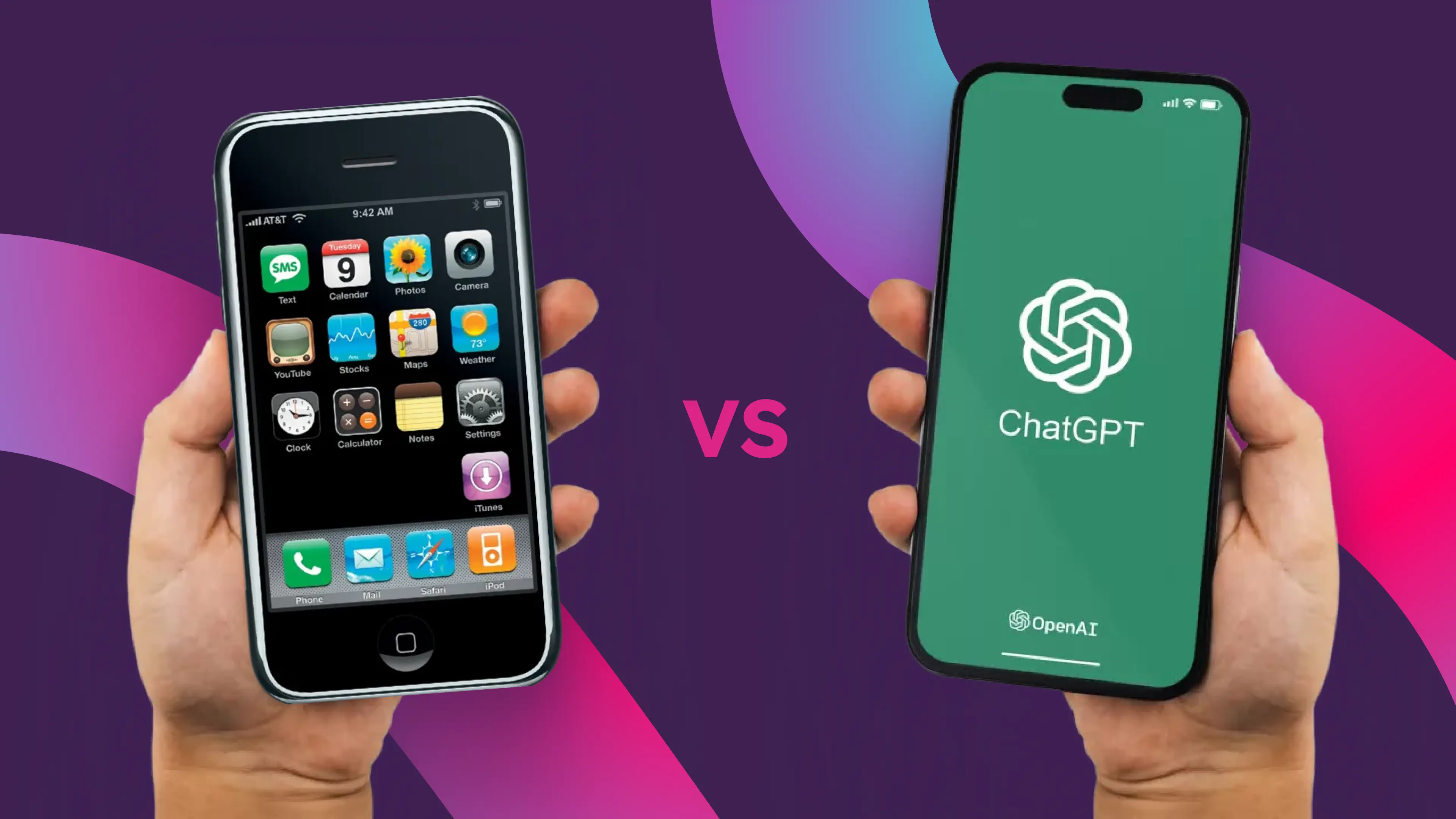An older iPhone compared to a new model with ChatGPT