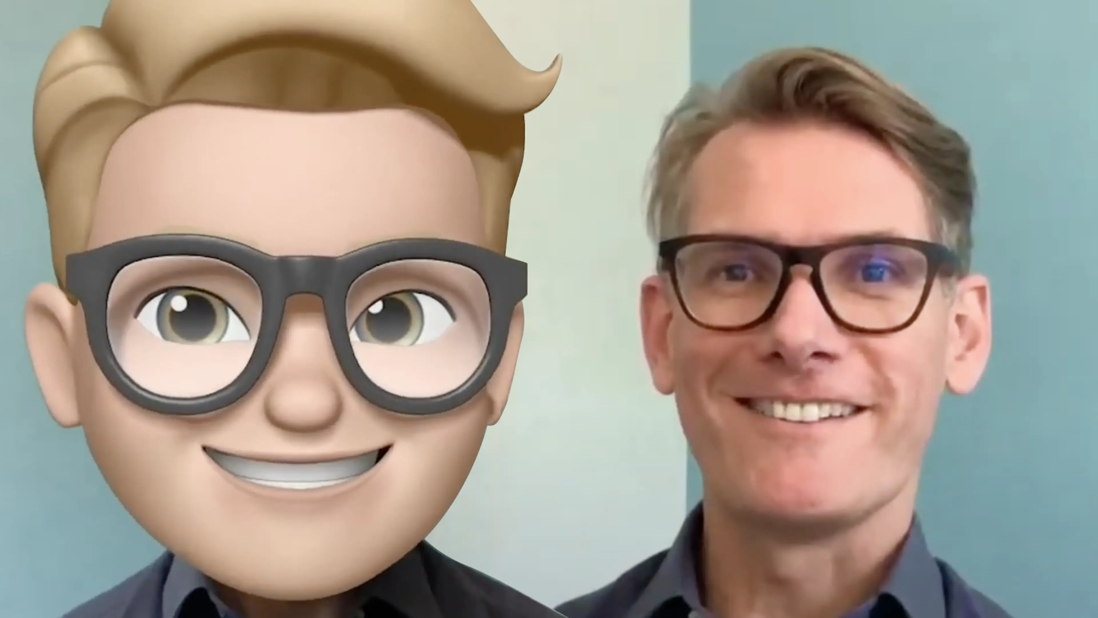 Demo of Memoji - Blonde man wearing glasses