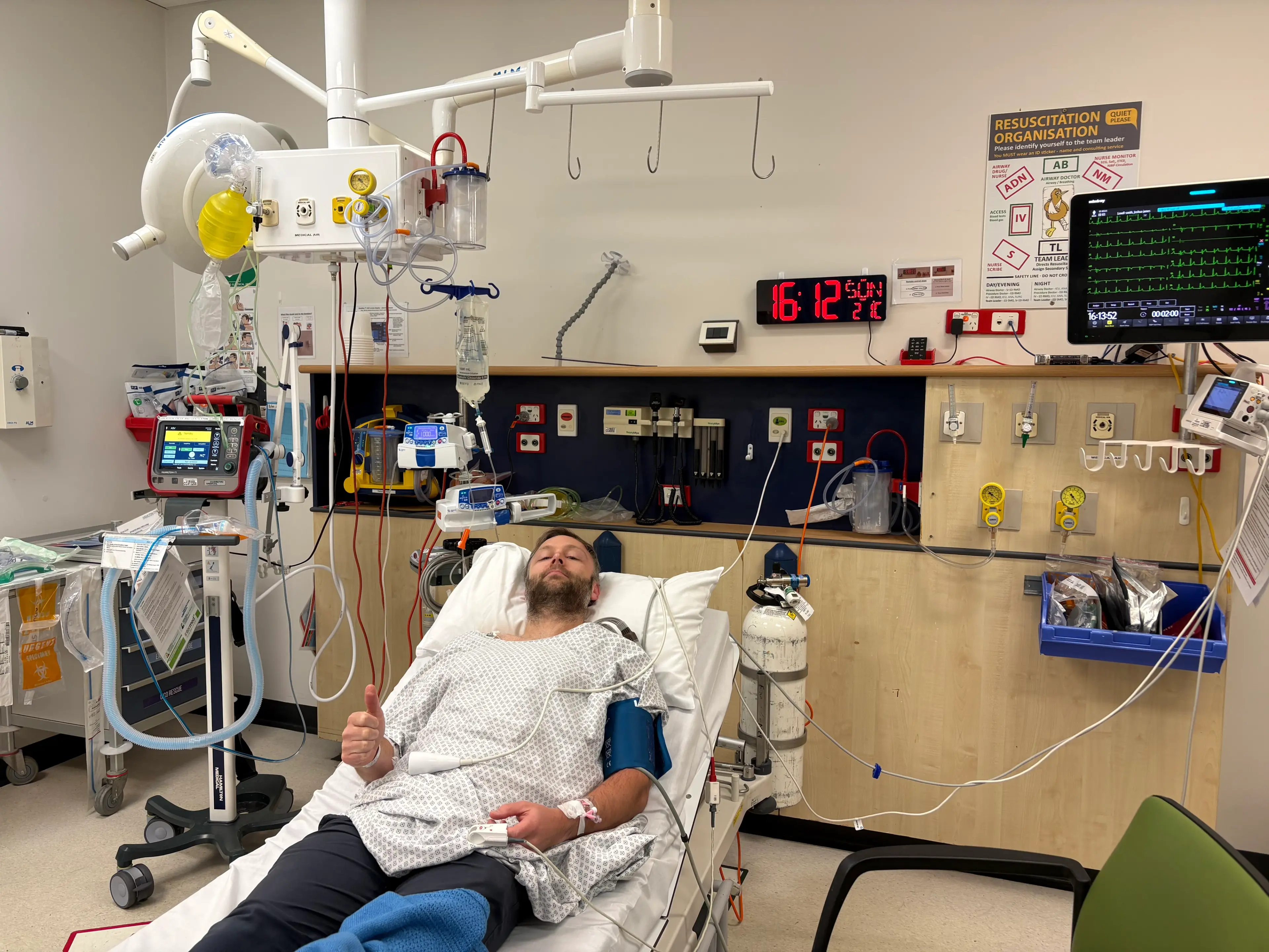 Joshua in the emergency room of the hospital after being diagnosed with type 1 diabetes