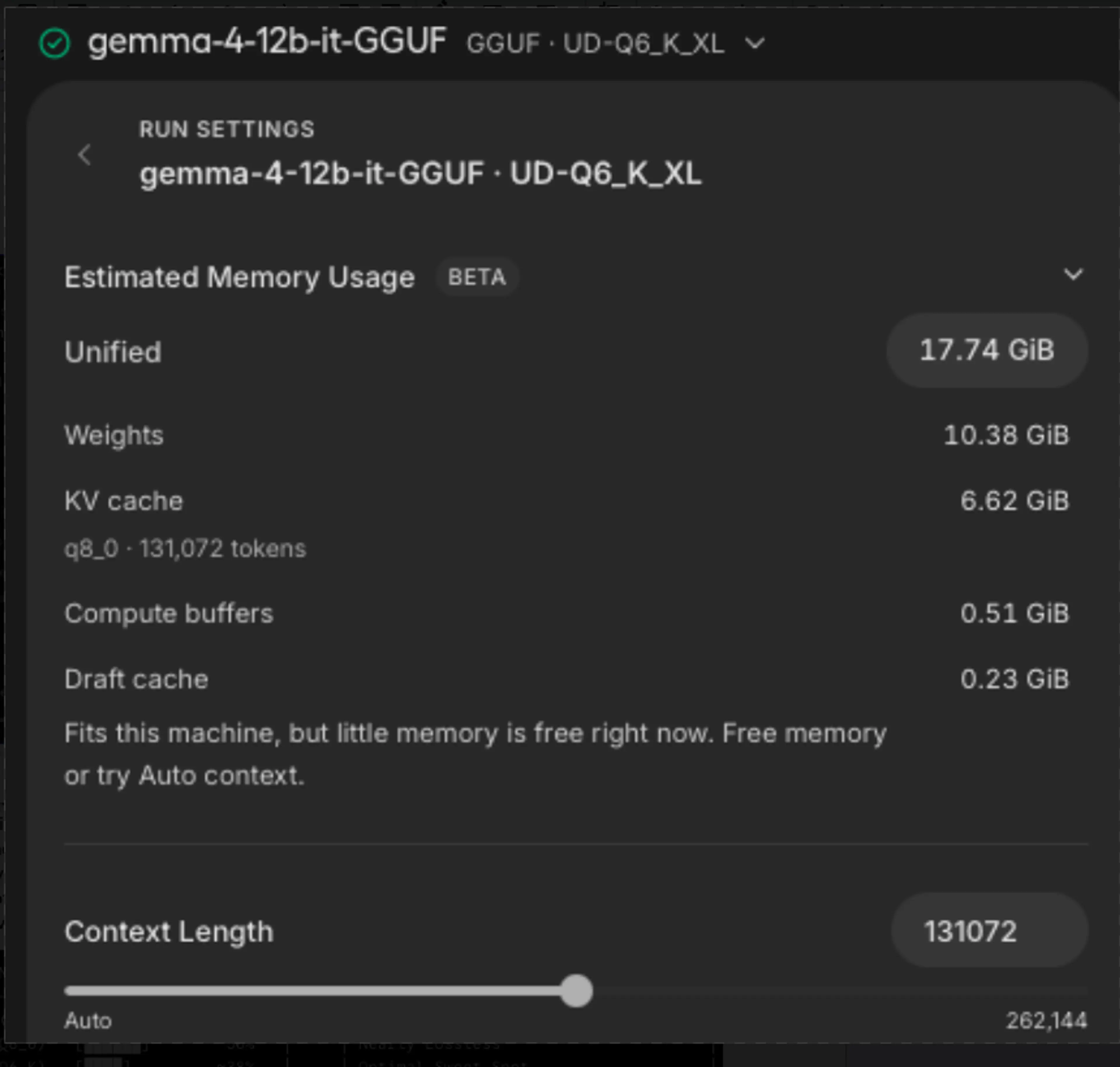 Settings for an AI model
