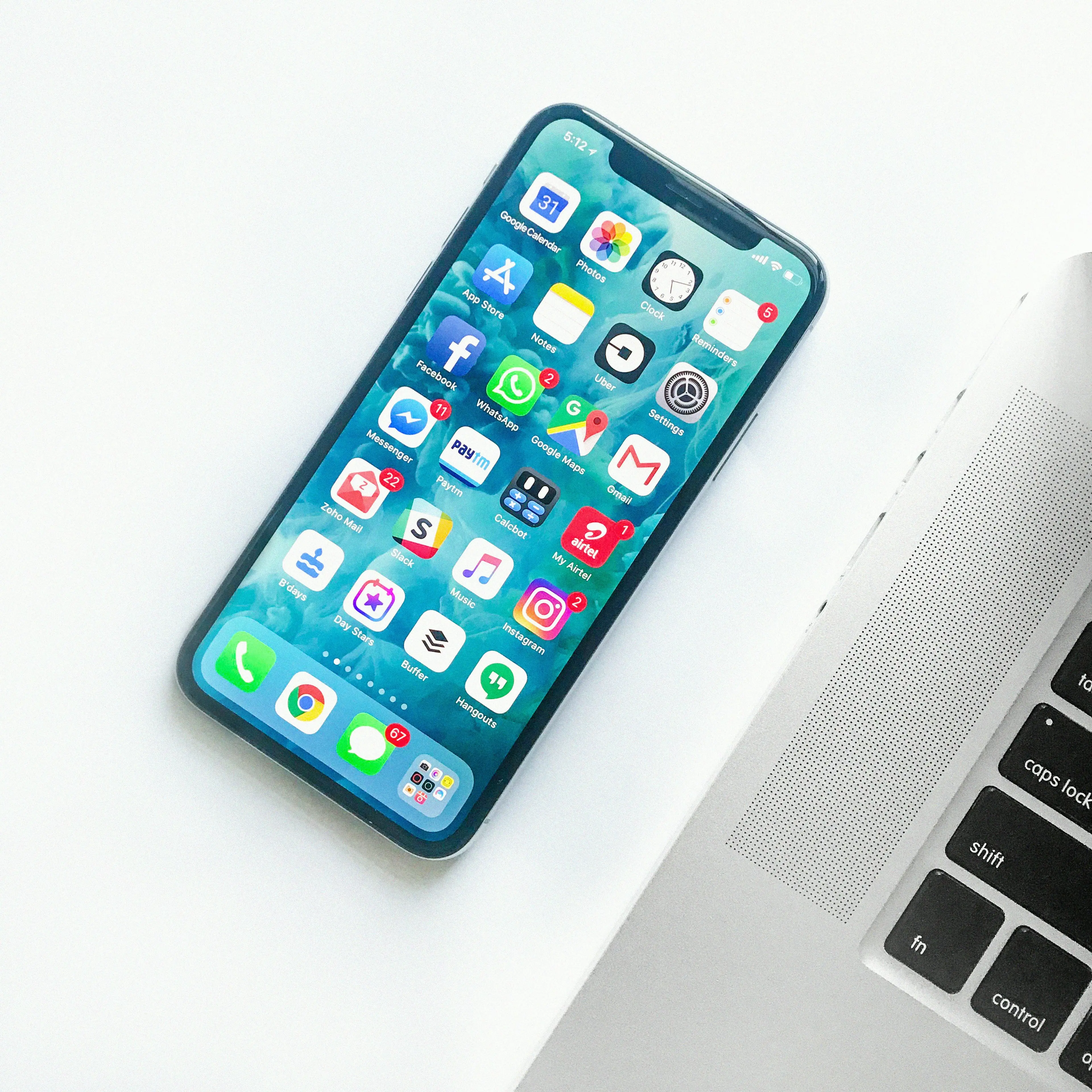 Mobile phone on a desk