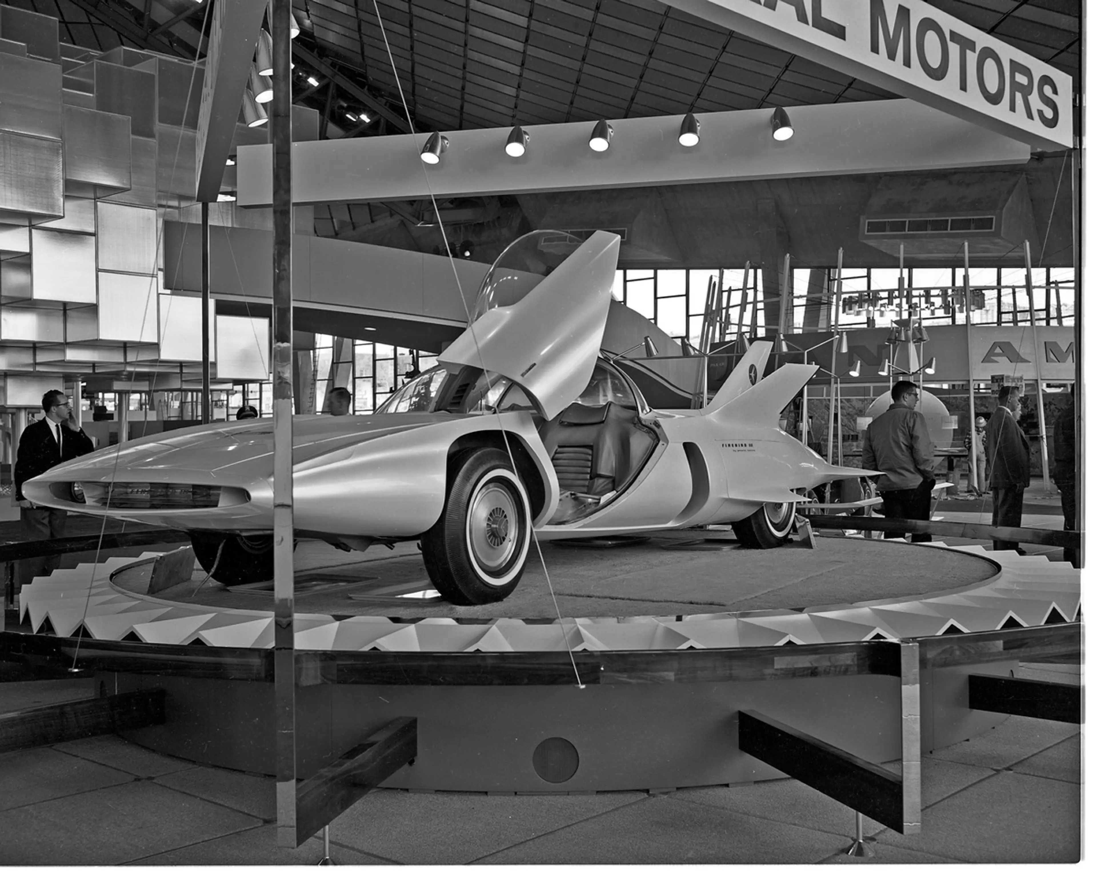 1950s self-driving car enthusiast. General Motors exhibit, source Seattle Municipal Archives.