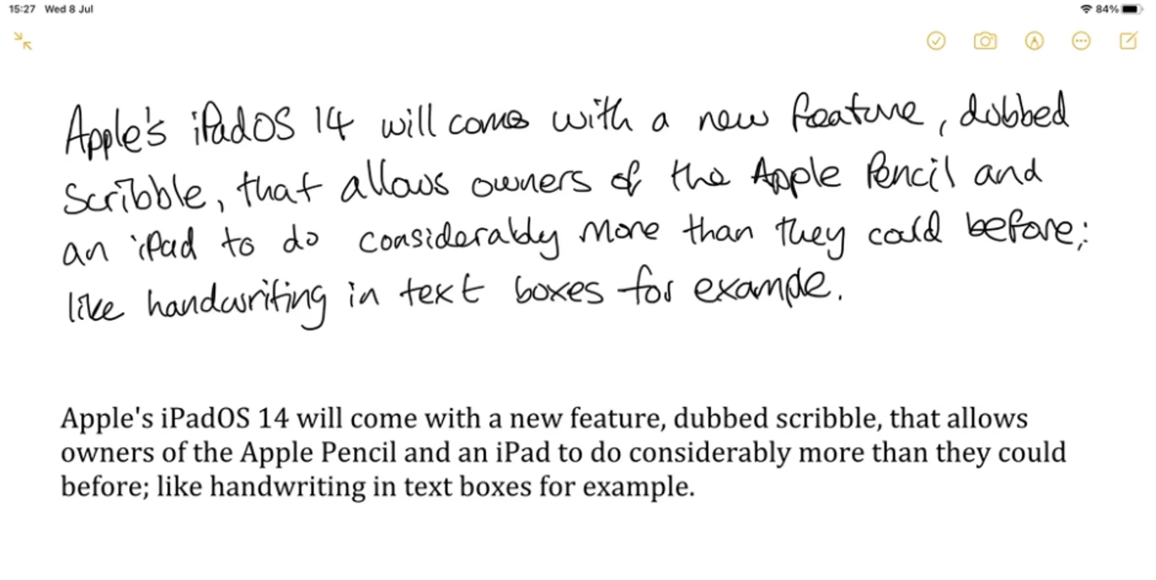 handwriting converts to test, a feature especially useful for iPads. Source www.pocket-lint.com