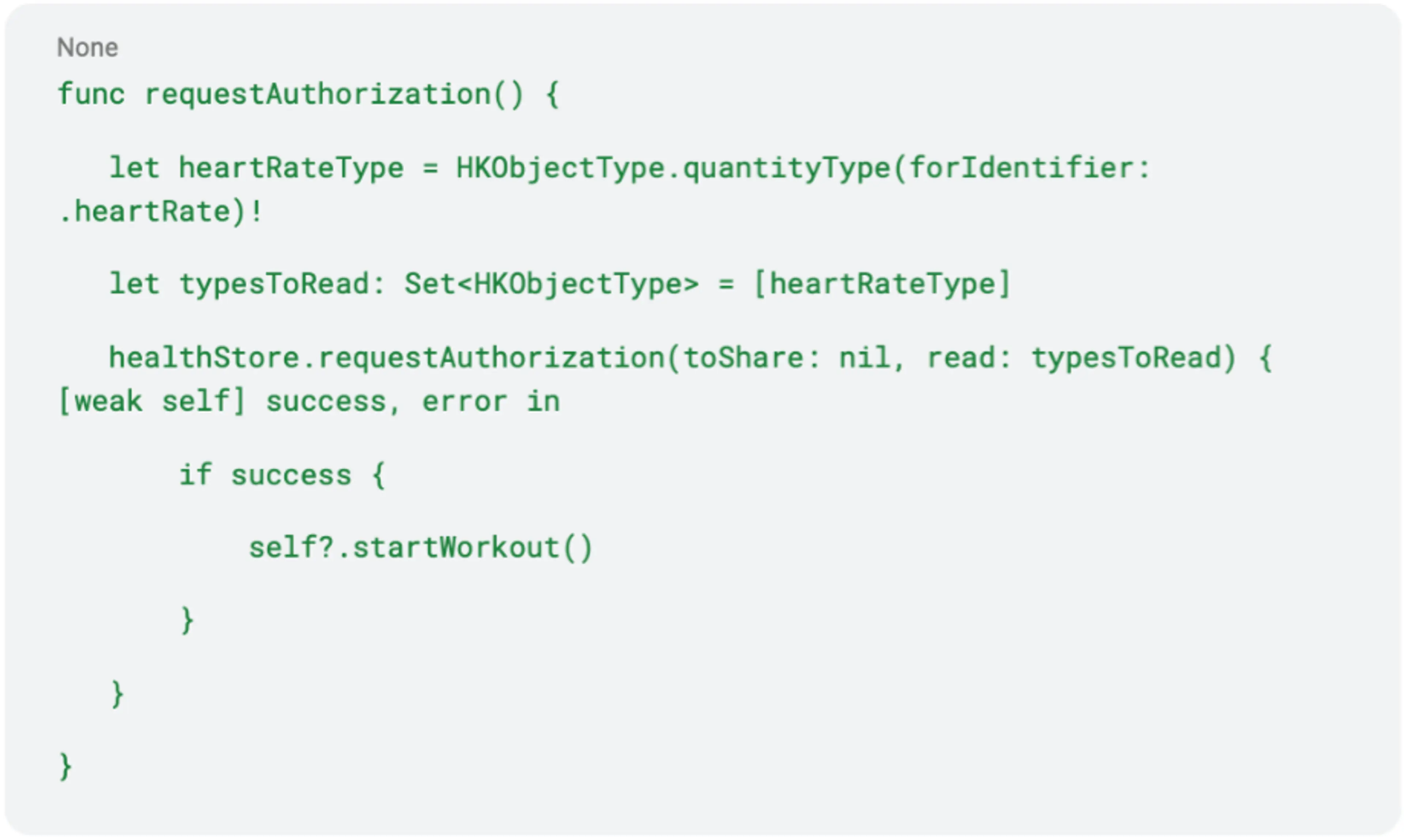 swift code example for requestAuthorization function