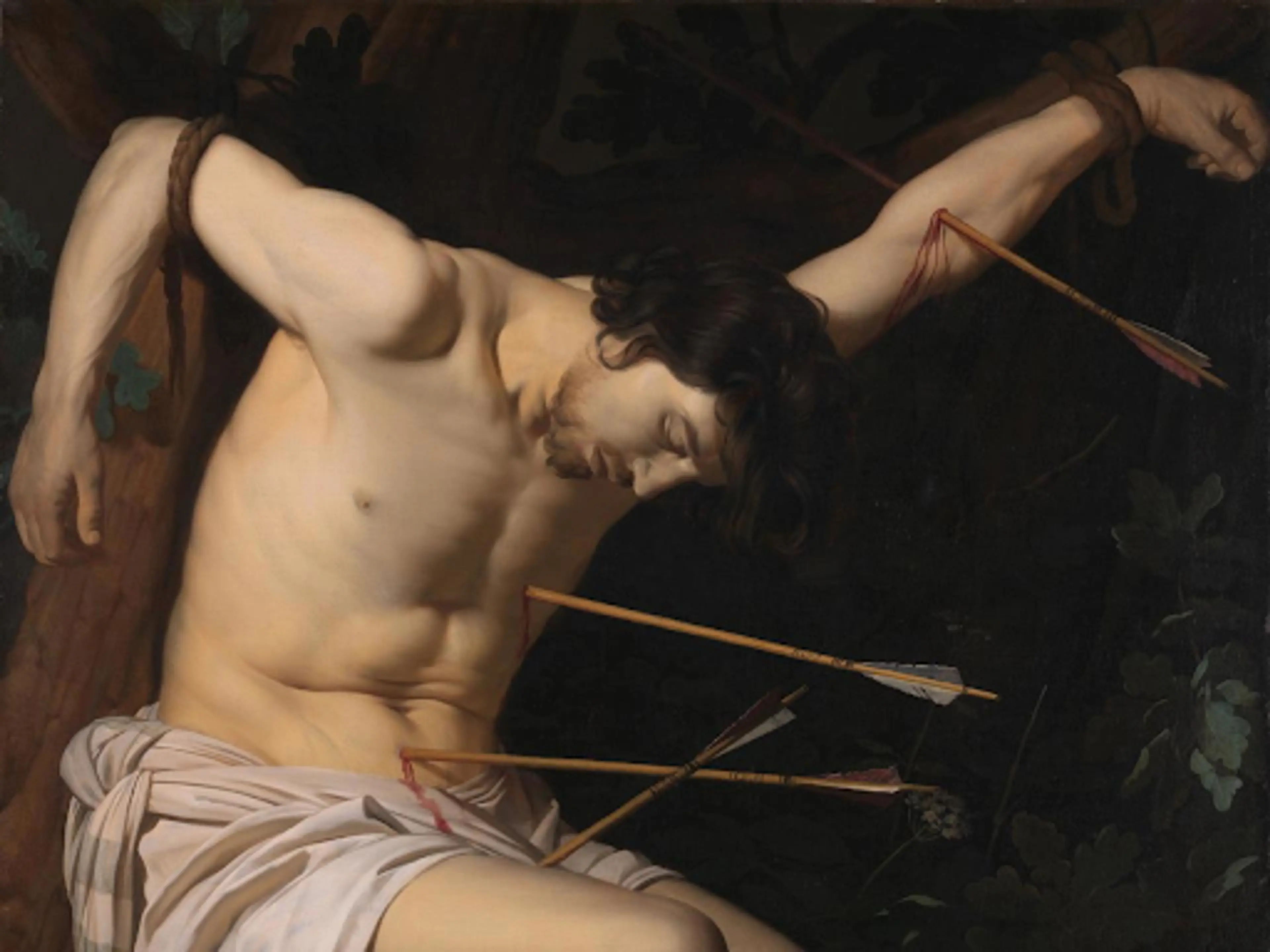 Painting of Saint Sebastian pierced by arrows, depicting his martyrdom