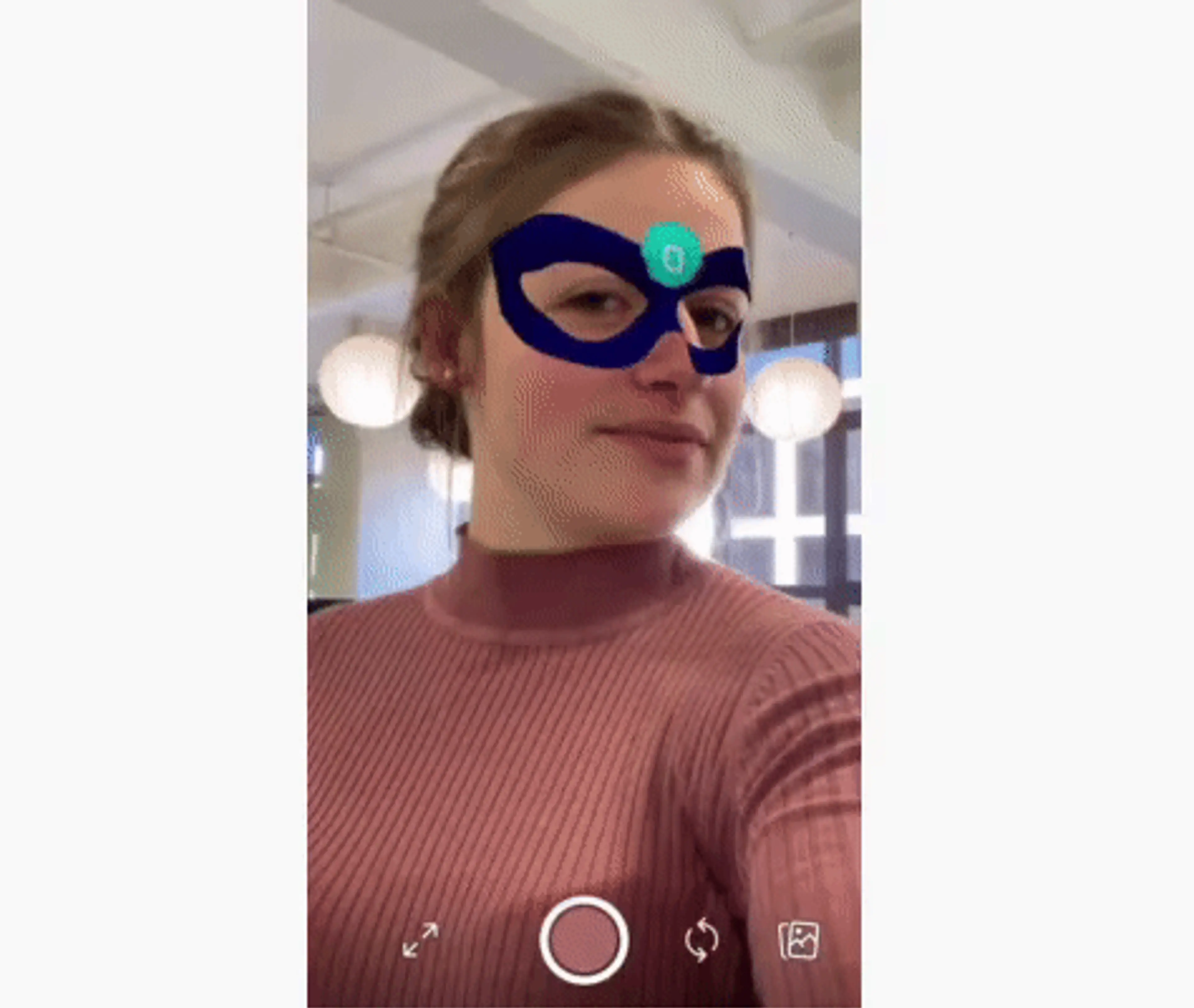 Woman testing Spark AR with virtual mask