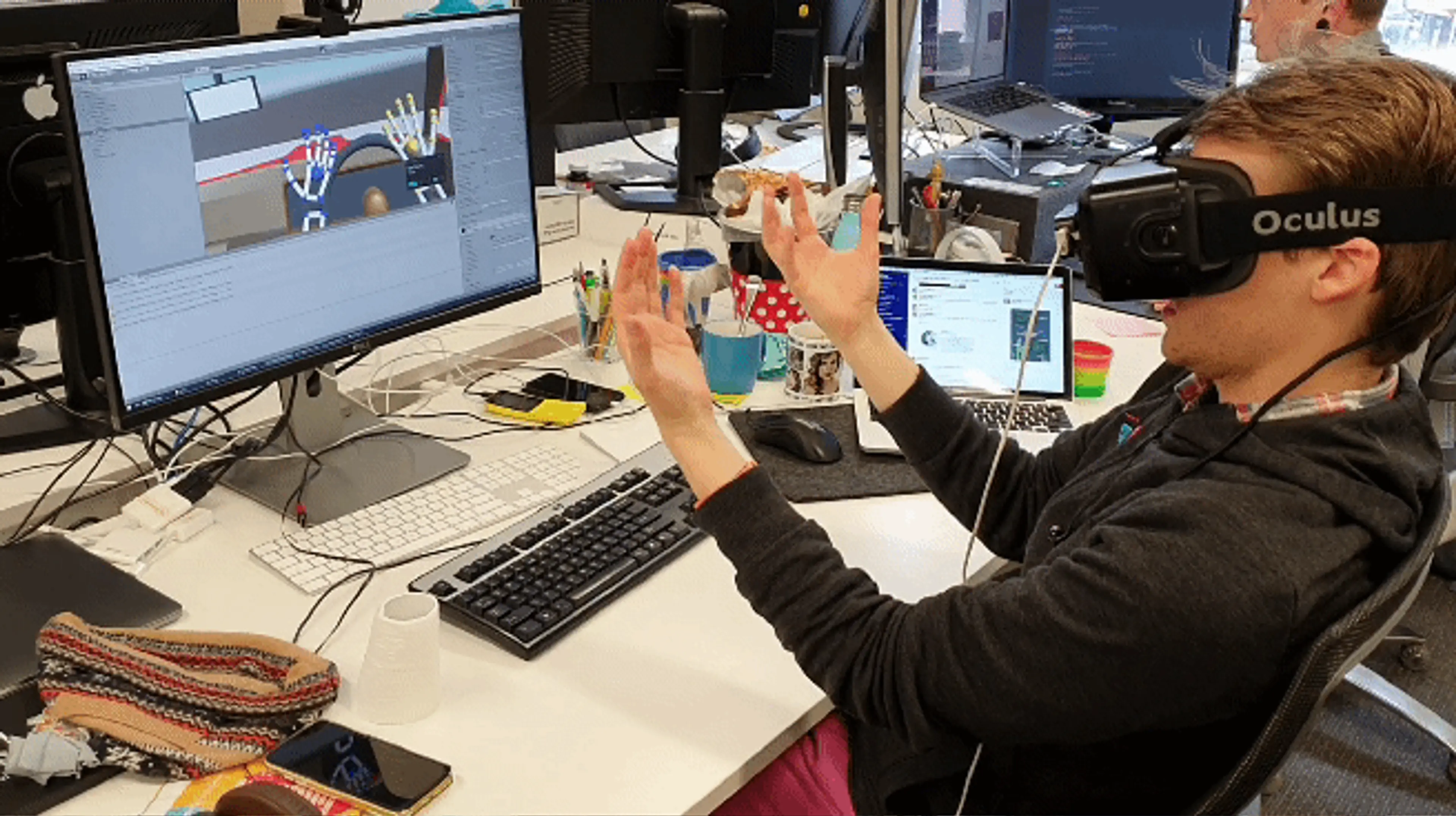 Man using gesture technology