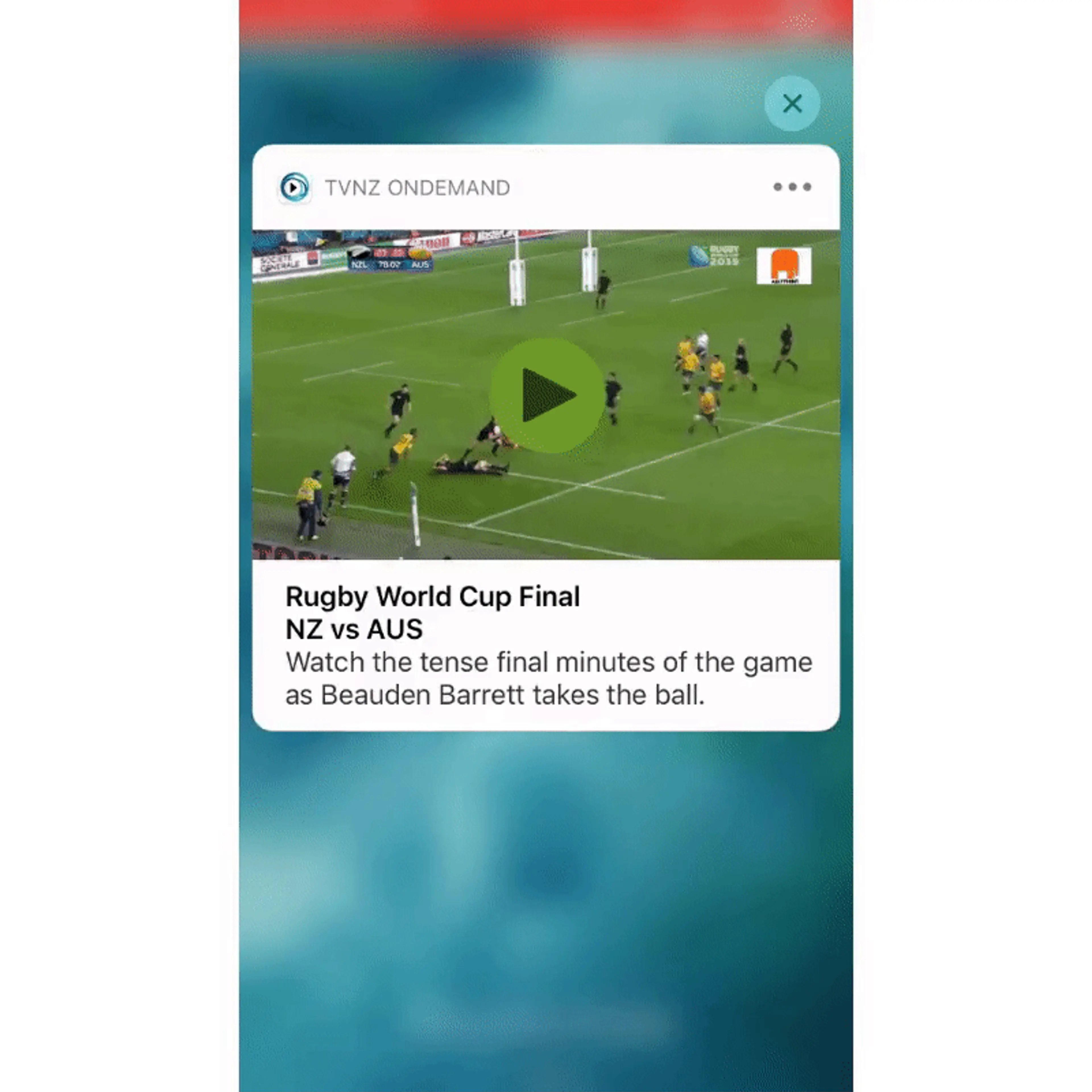Gif of a rugby union try on an app
