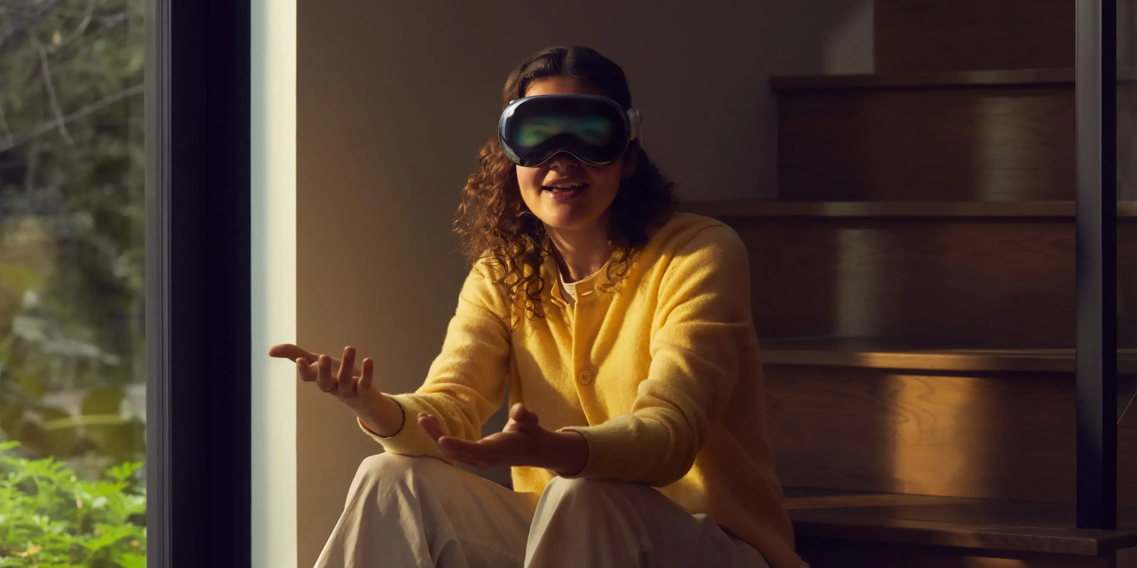 Woman wearing VR headset