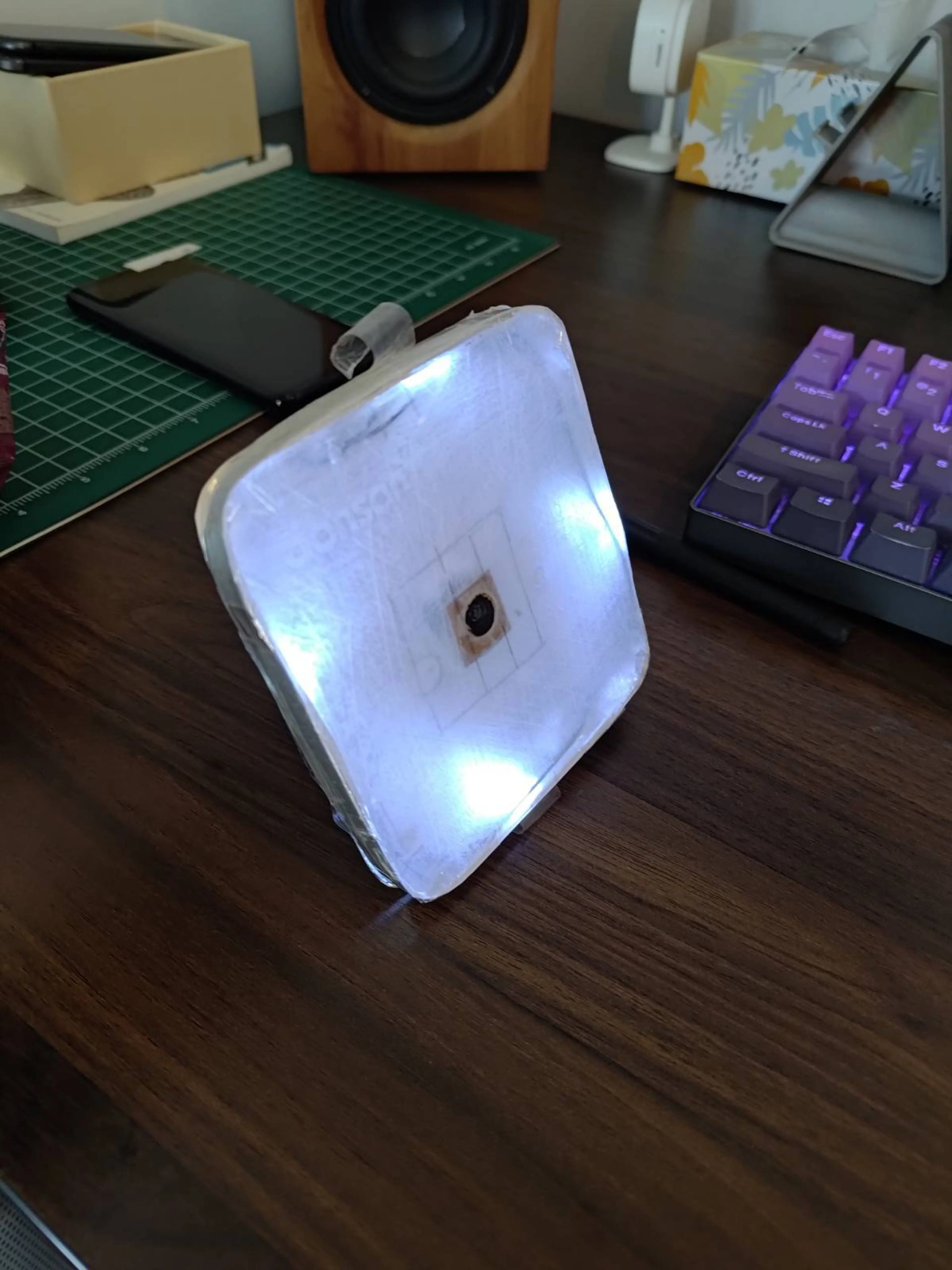 hacked together device with light