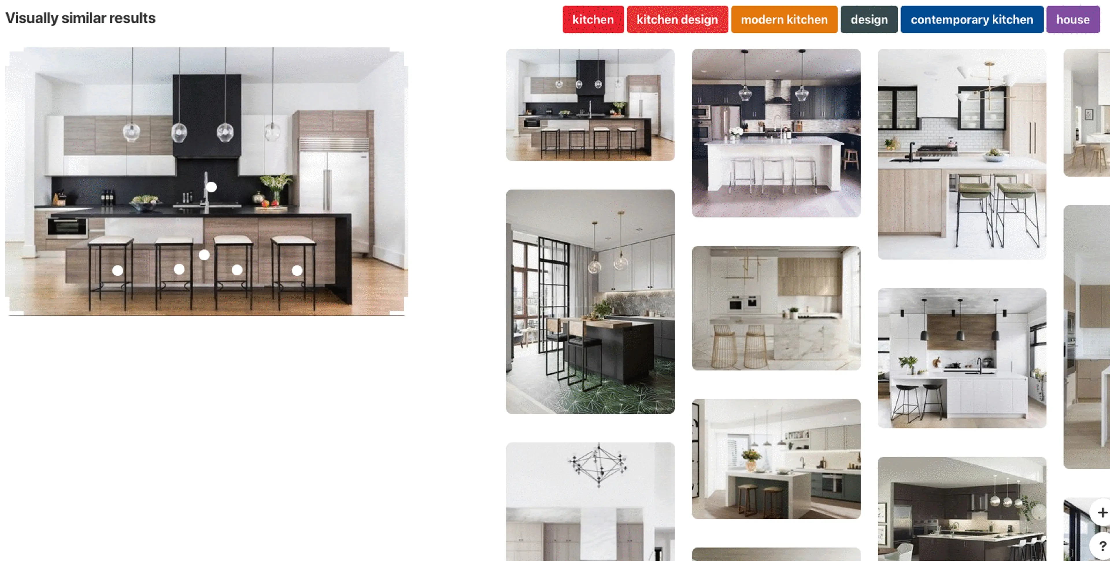 Pinterest visually showing similar results for a search