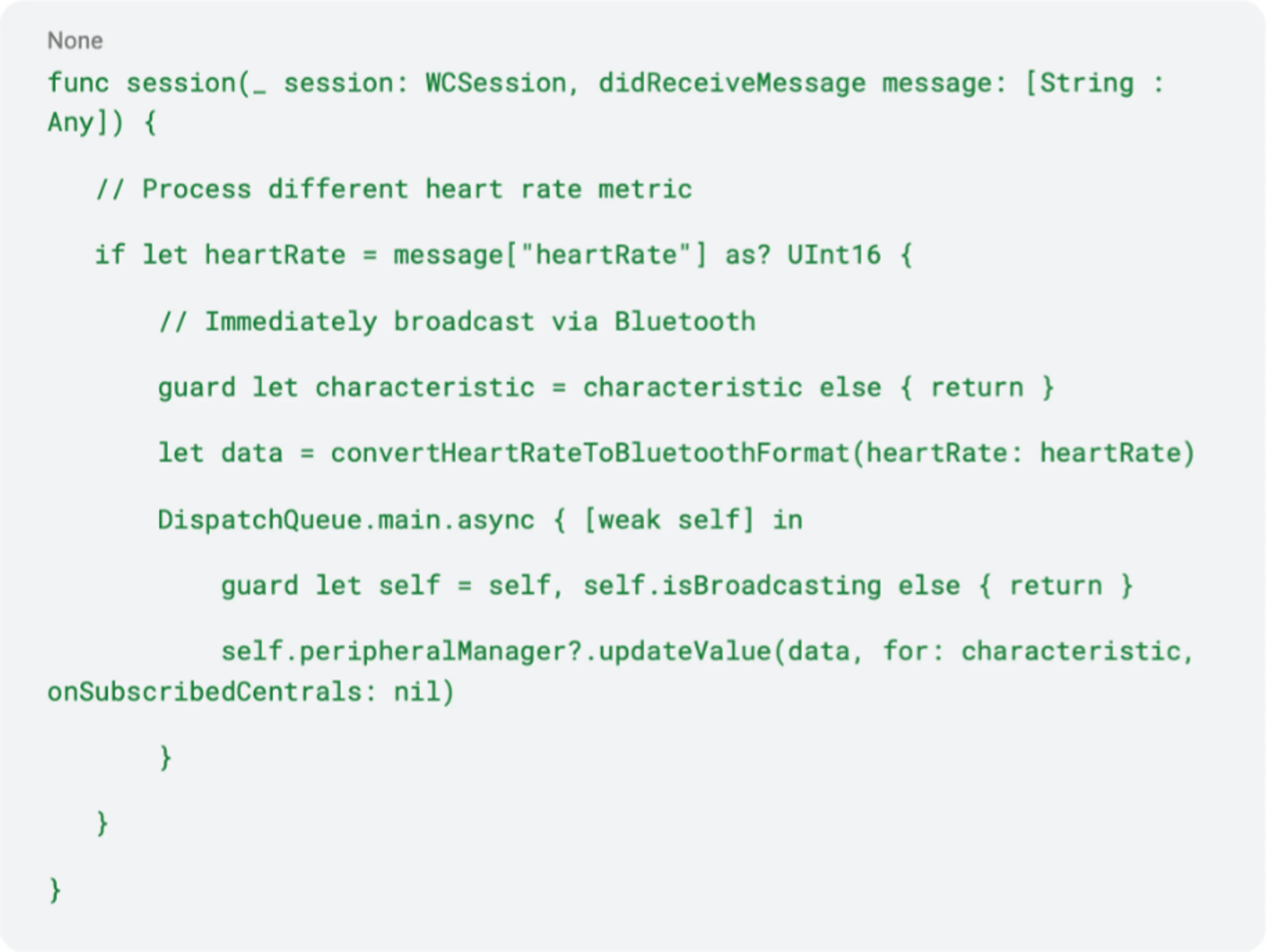 swift code example for session function
