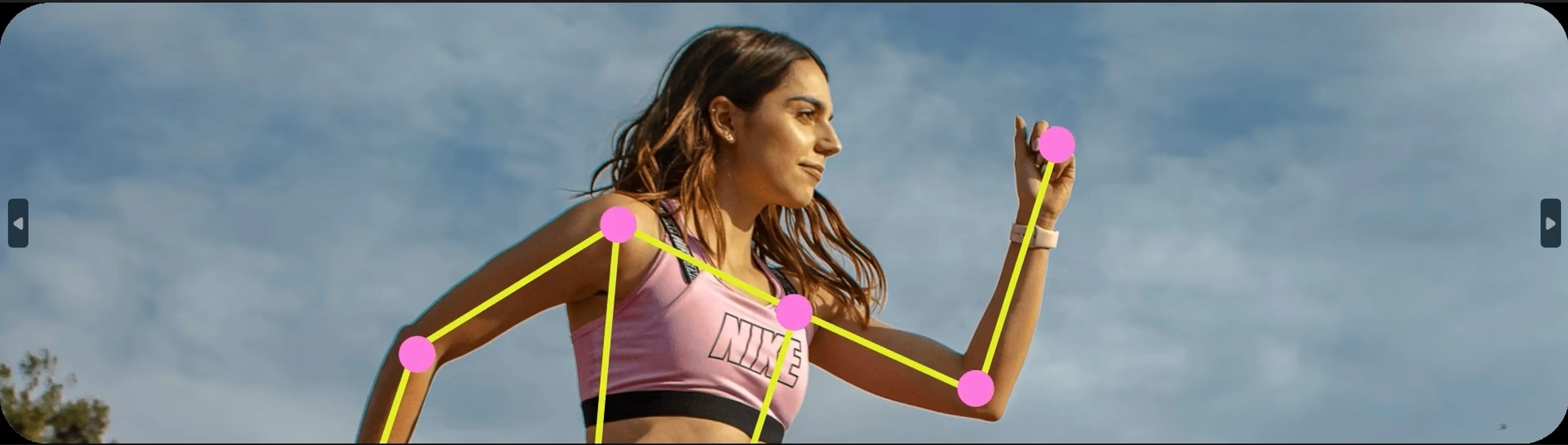 Image showing running women with computer vision pose estimation superimposed