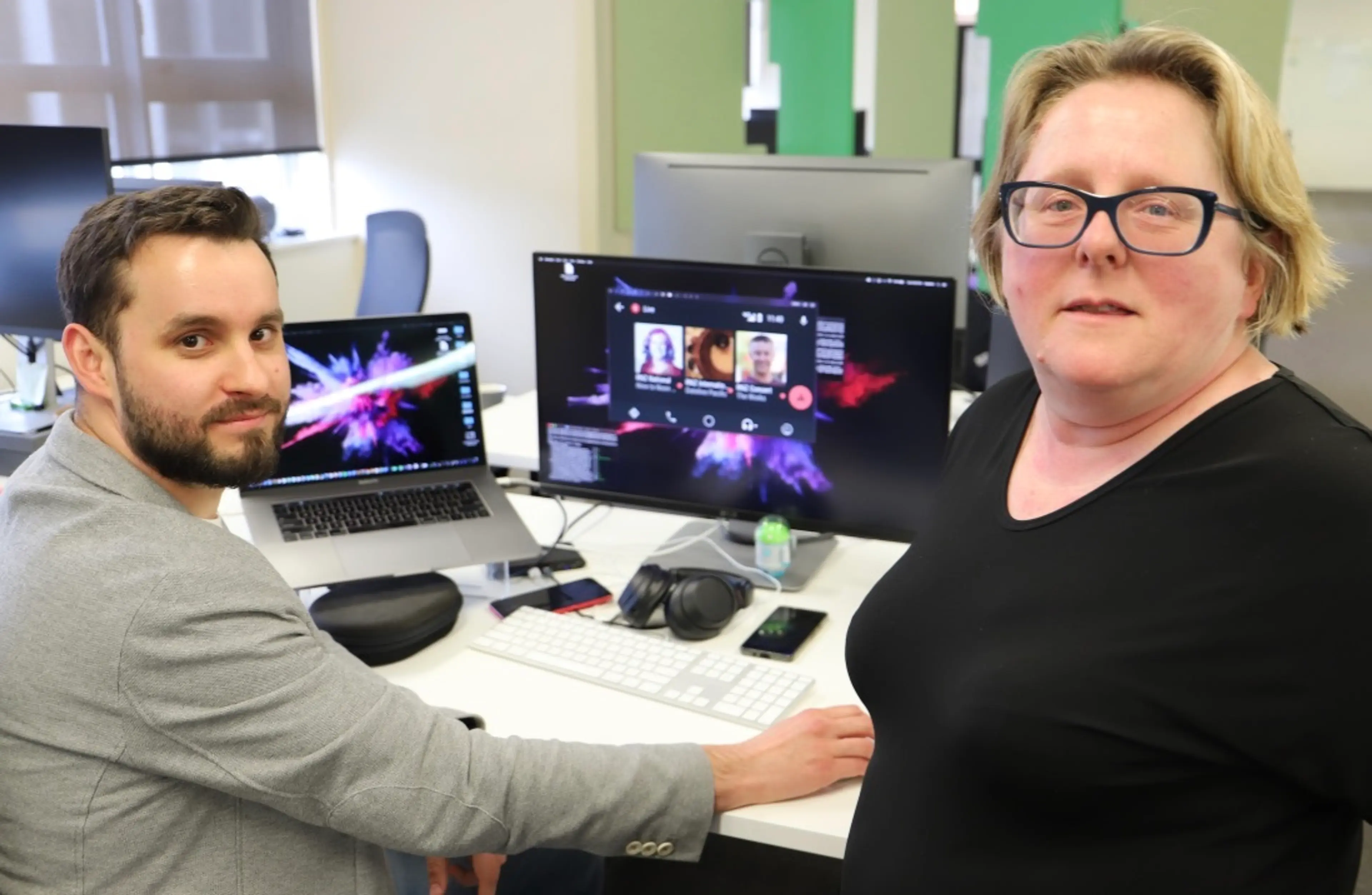 Vlad and Caroline testing the app