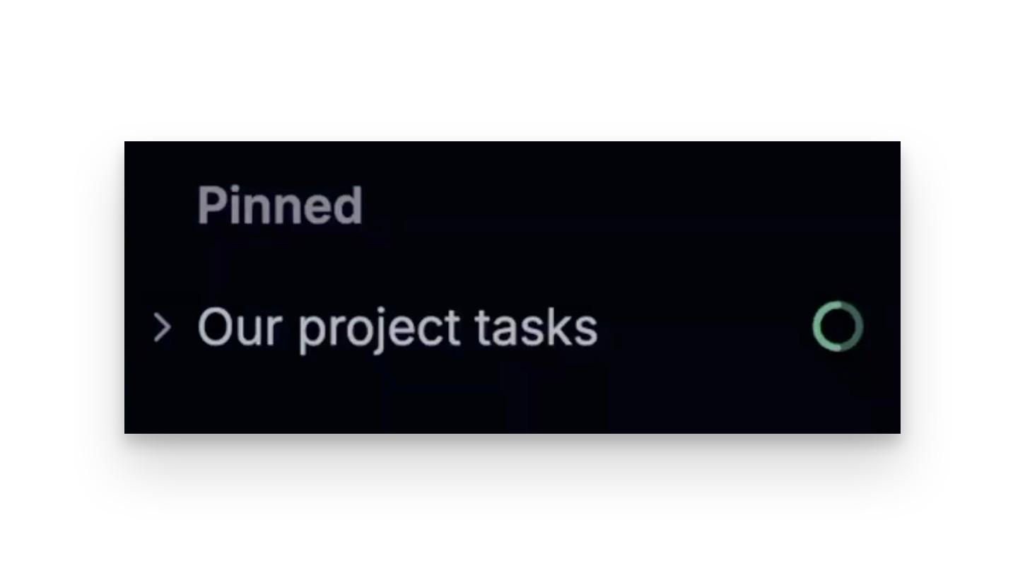Tana's progress bars are now visible in the sidebar, letting you see status at a glance