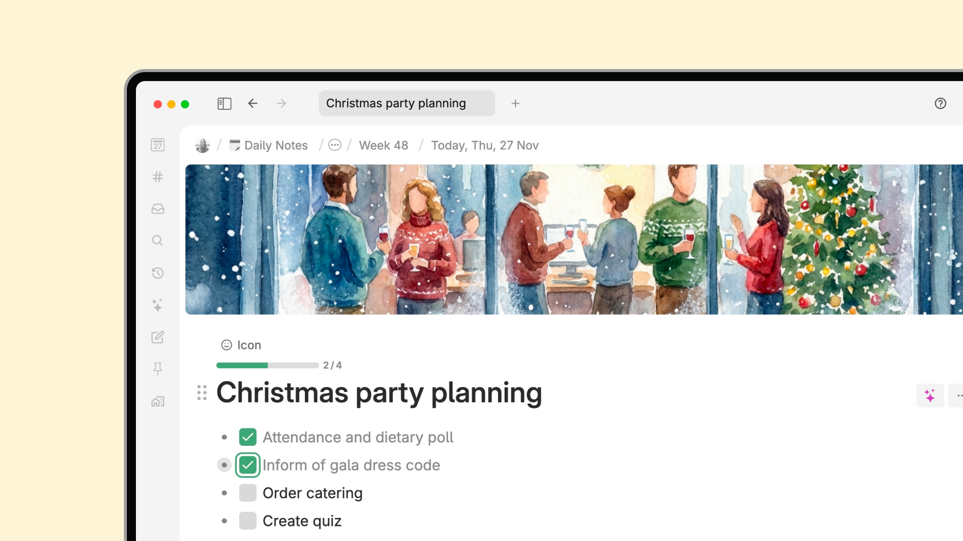 In Tana you can generate banner images that fit your content, by clicking Generate banner on any node