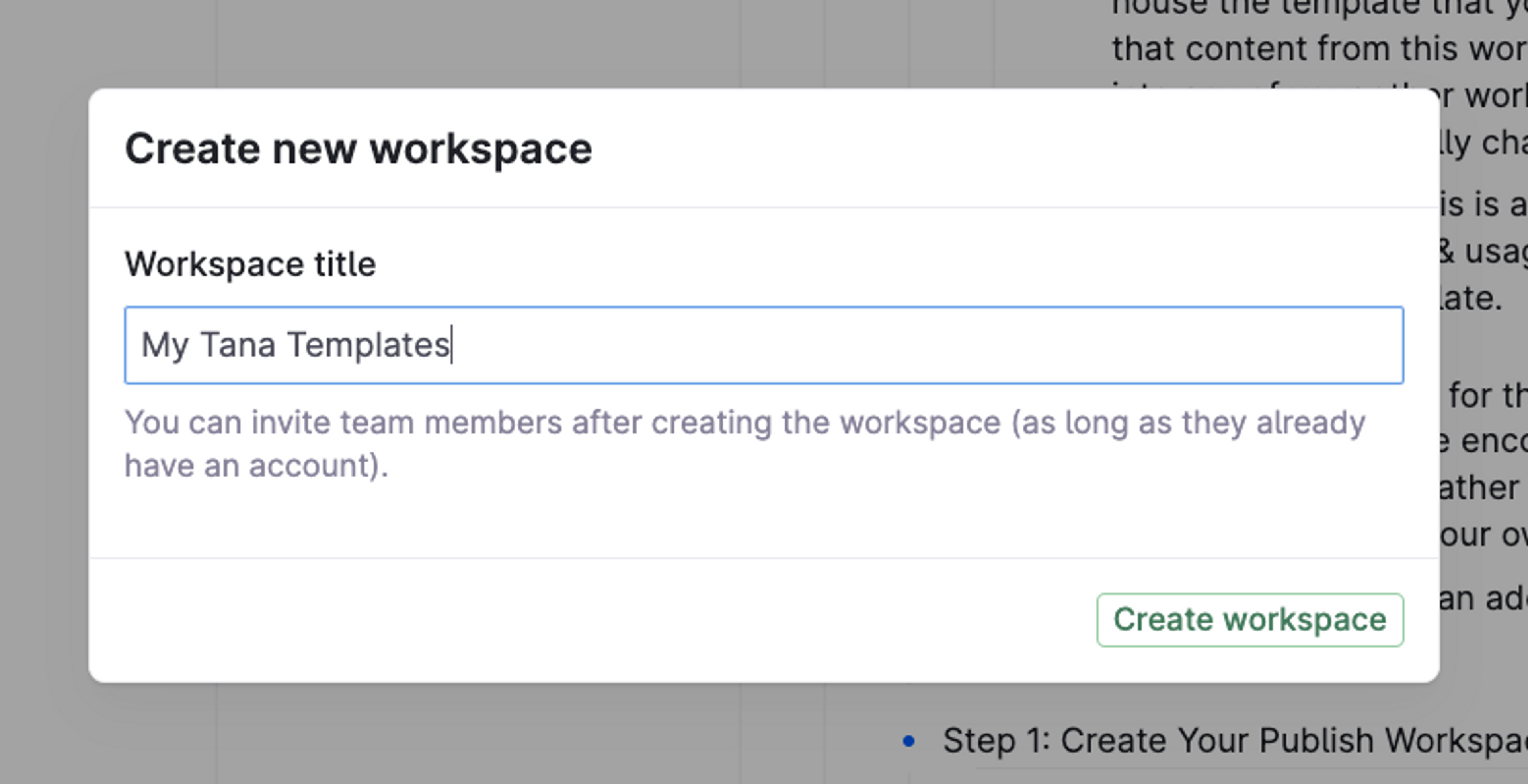 create new workspace