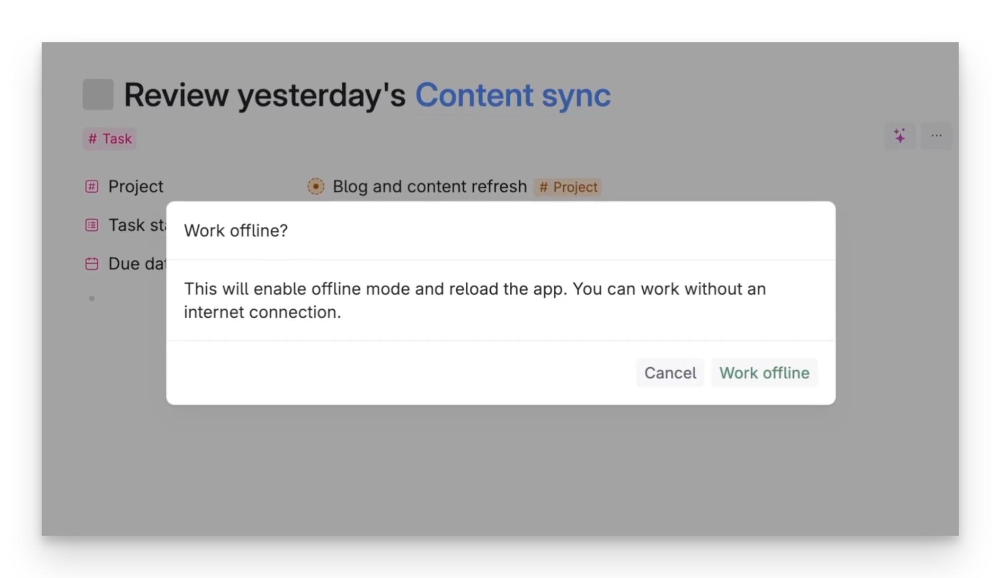 Reloading is required to go online and offline, and make take a few minutes