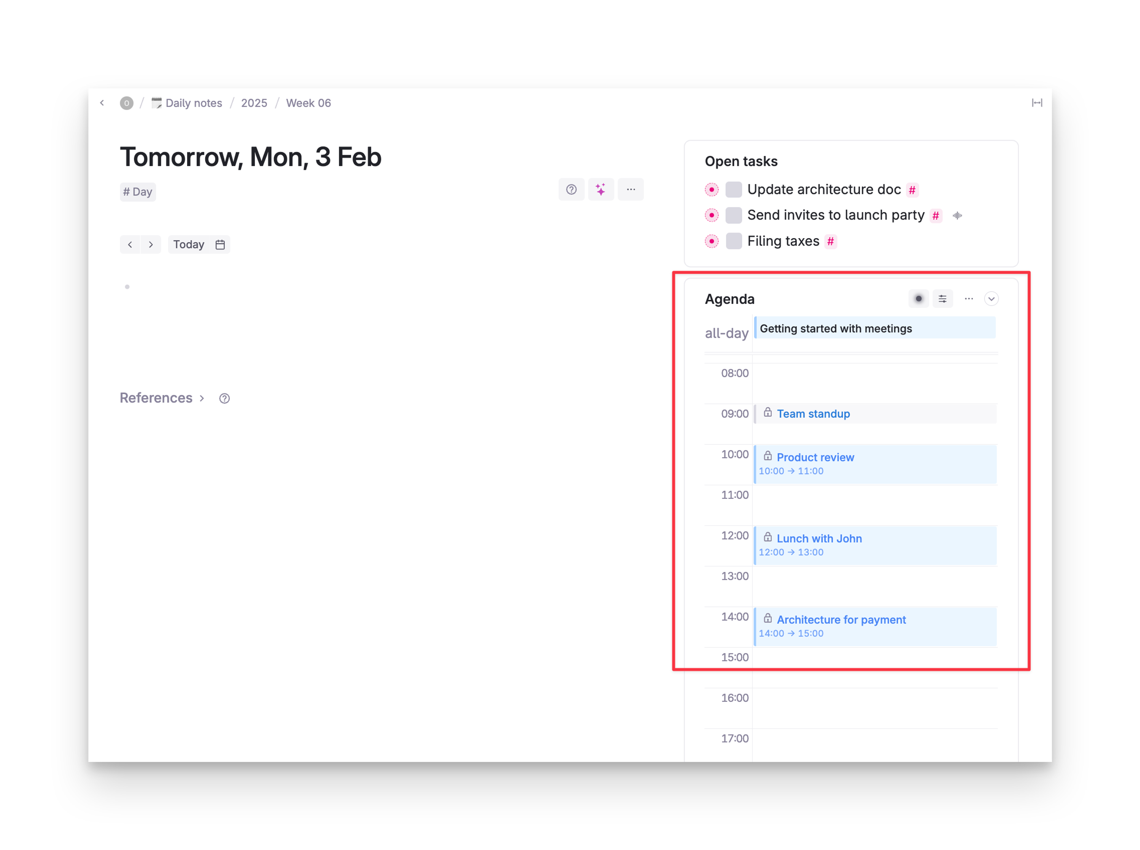 Get meetings into Tana with calendar integration