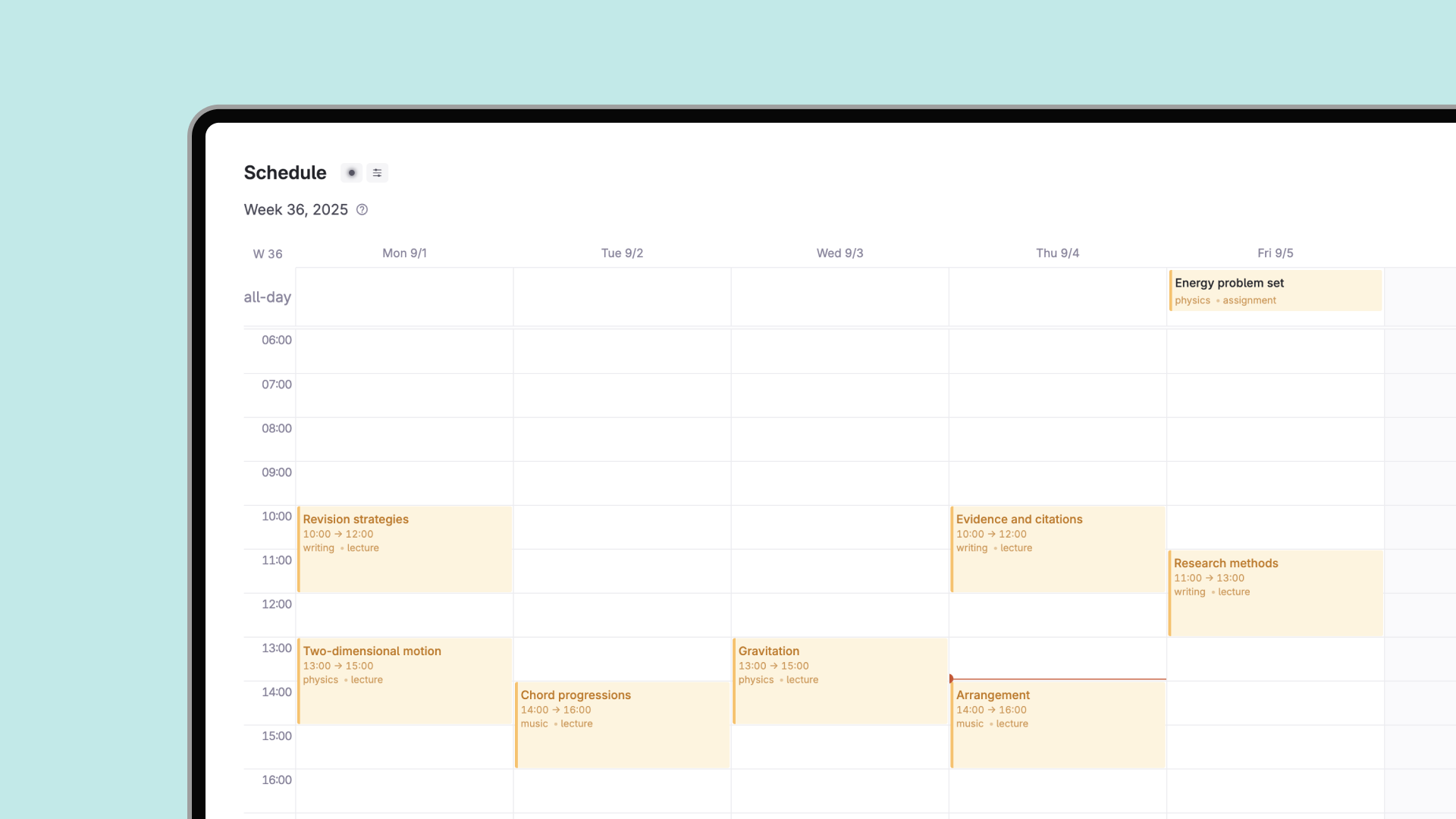 Schedule week view