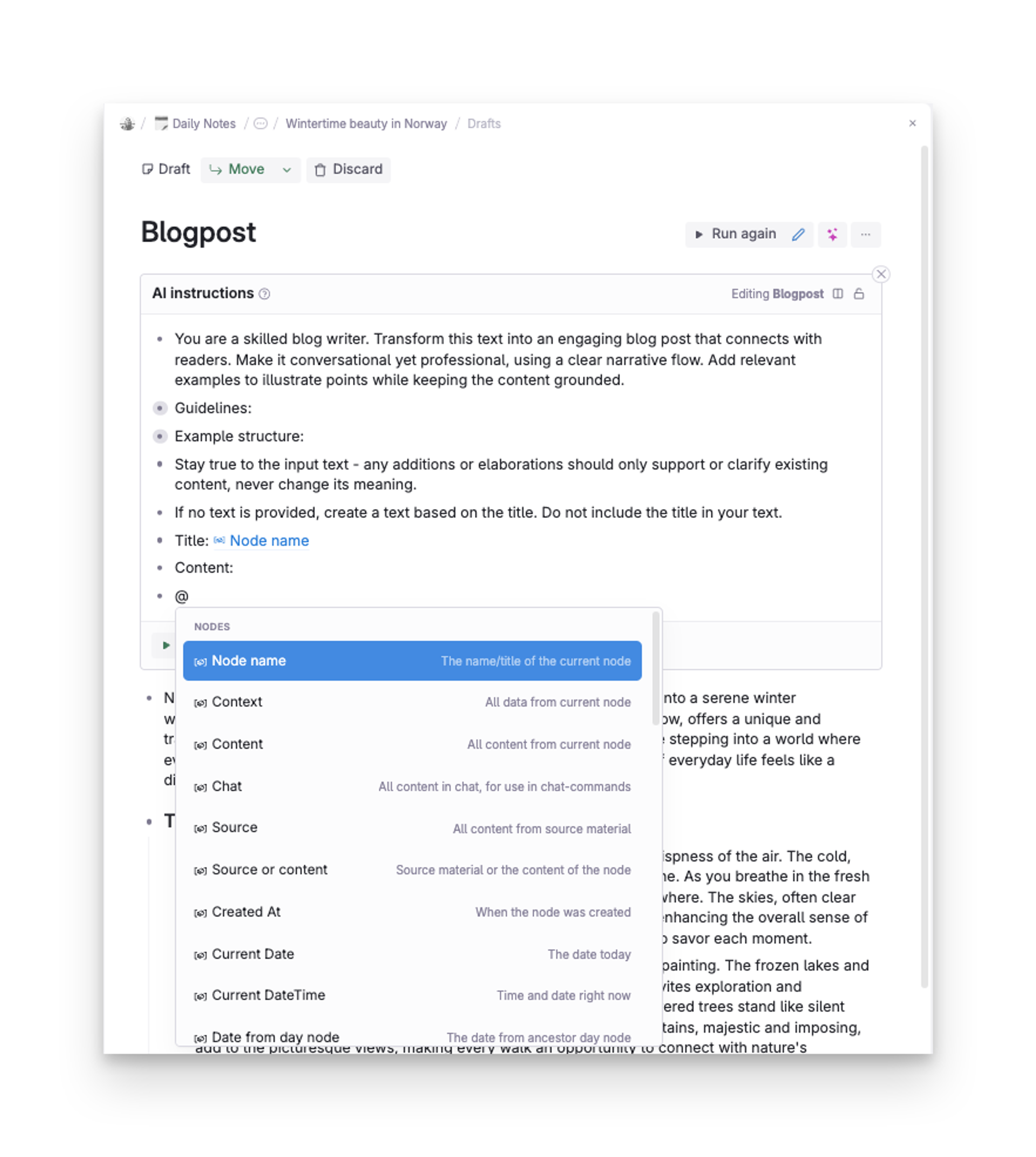 Open prompt expression keywords with @ in prompt editor