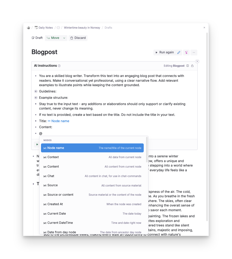 Open prompt expression keywords with @ in prompt editor