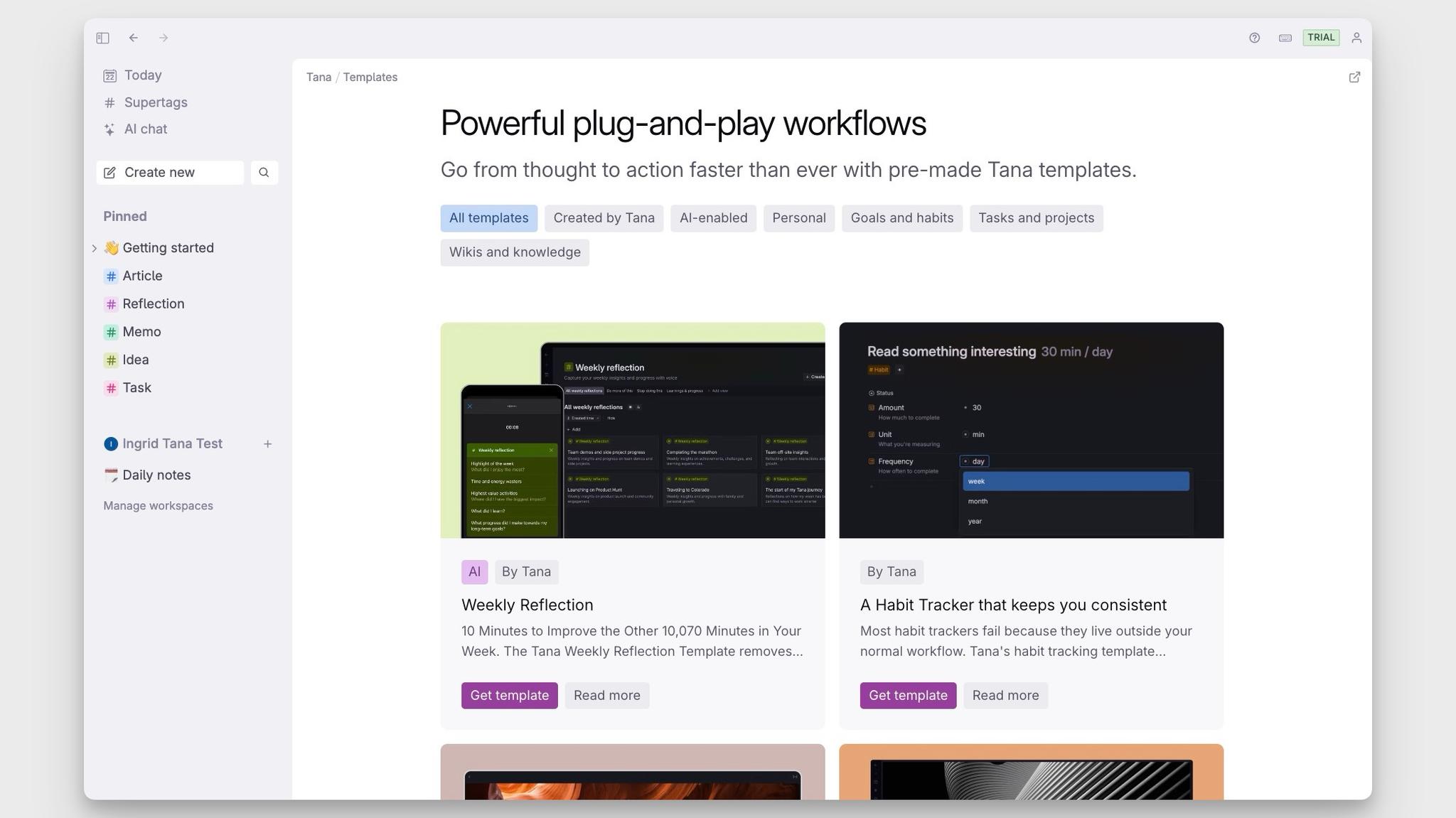 Browse templates in-app