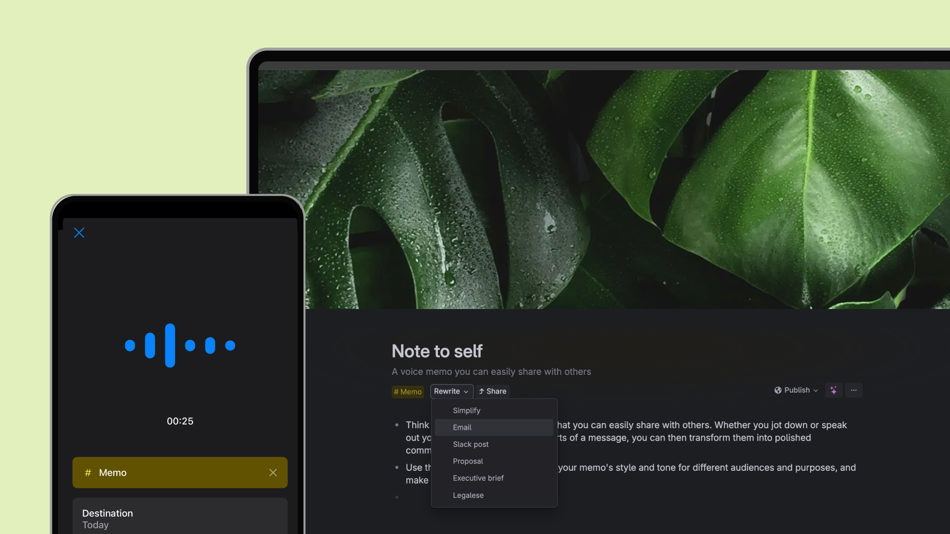 Voice to memo