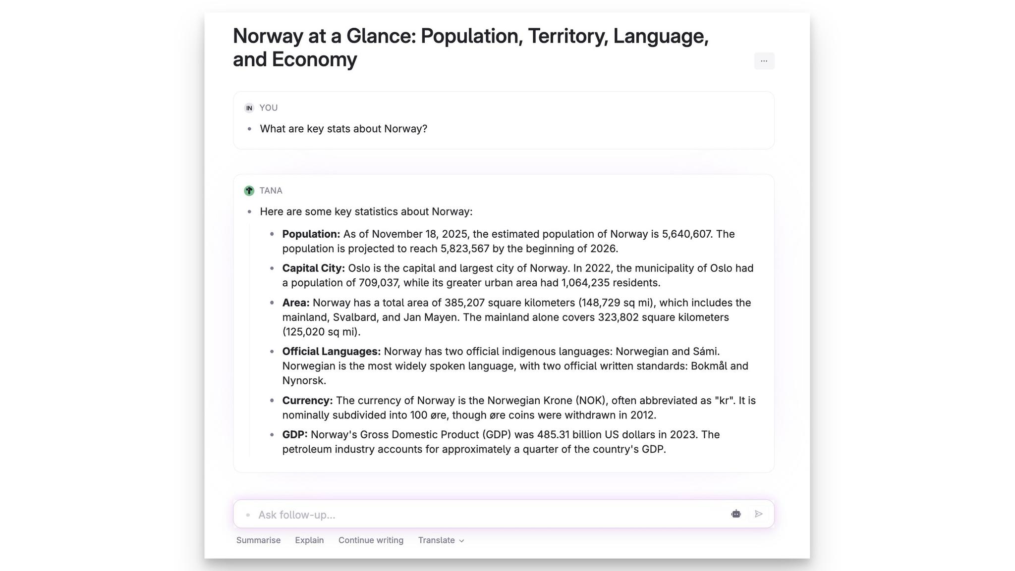A generic query where web search is used